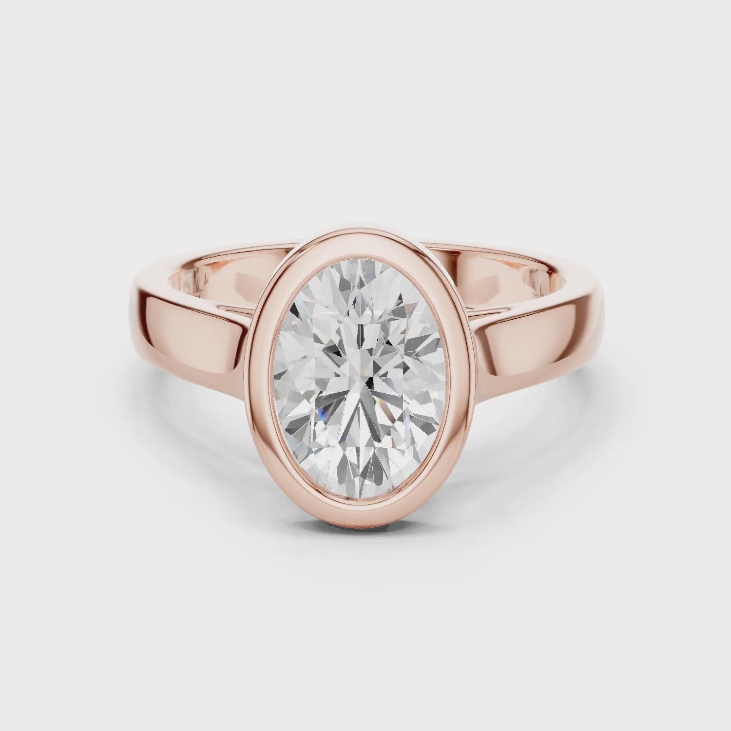 Oval Cut Diamond Bezel Solitaire Engagement Ring