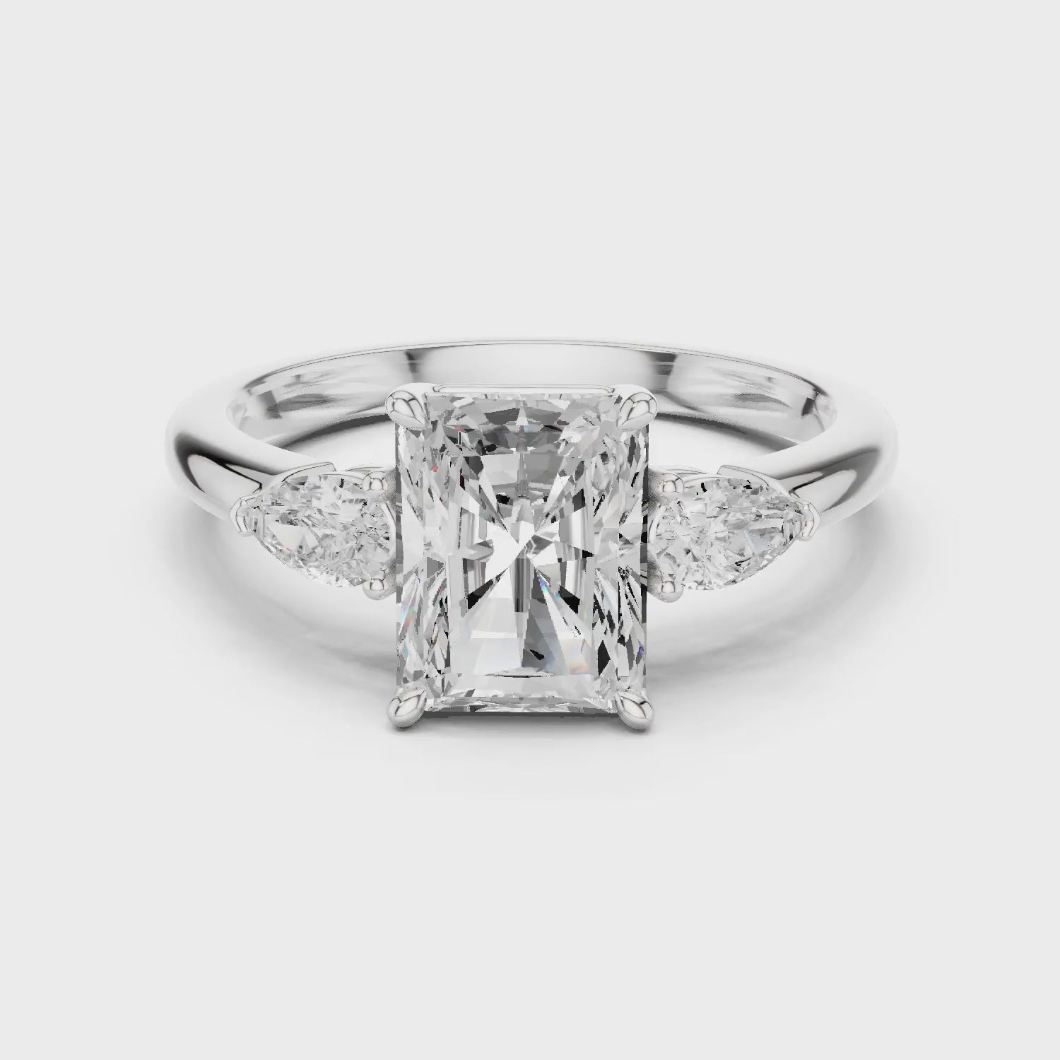 Radiant Cut Diamond Three-Stone Engagement Ring