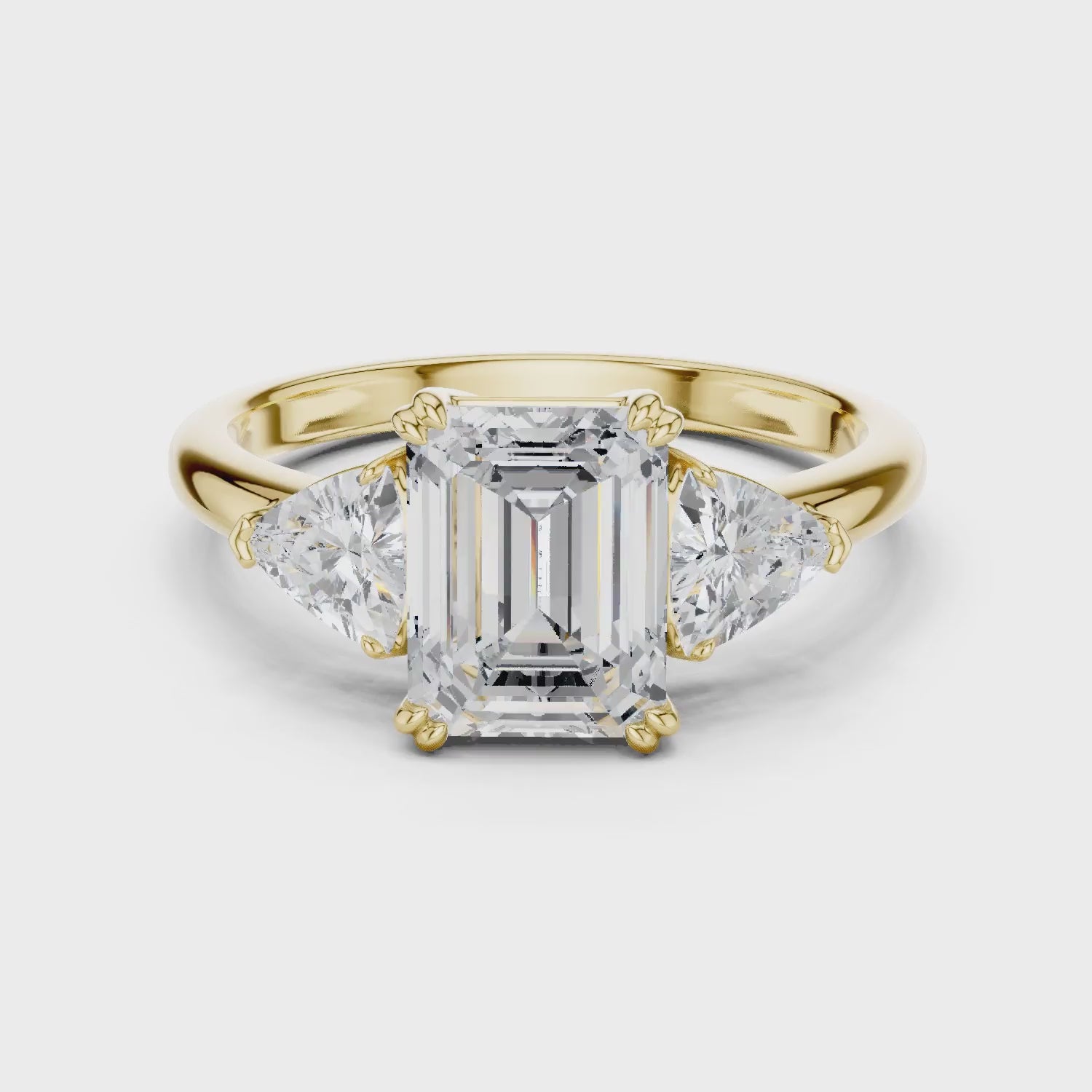 Emerald Cut Diamond Three Stone Engagement Ring
