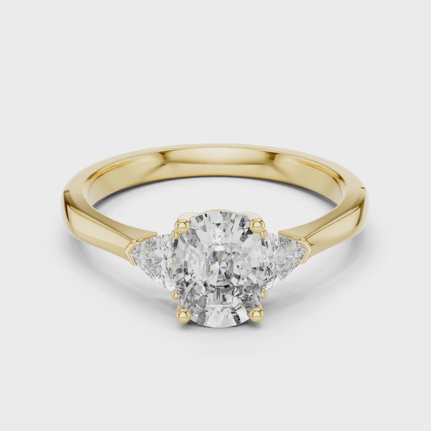 Trillion Cushion Diamond Engagement Ring
