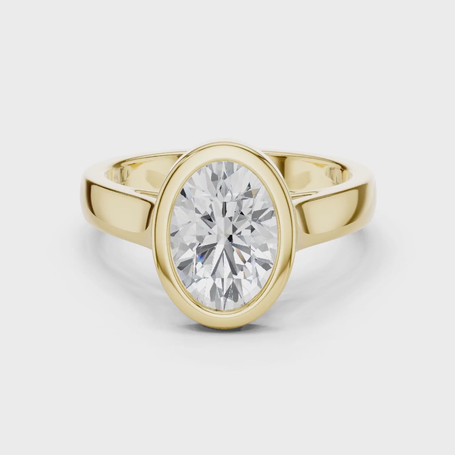 Oval Cut Diamond Bezel Solitaire Engagement Ring
