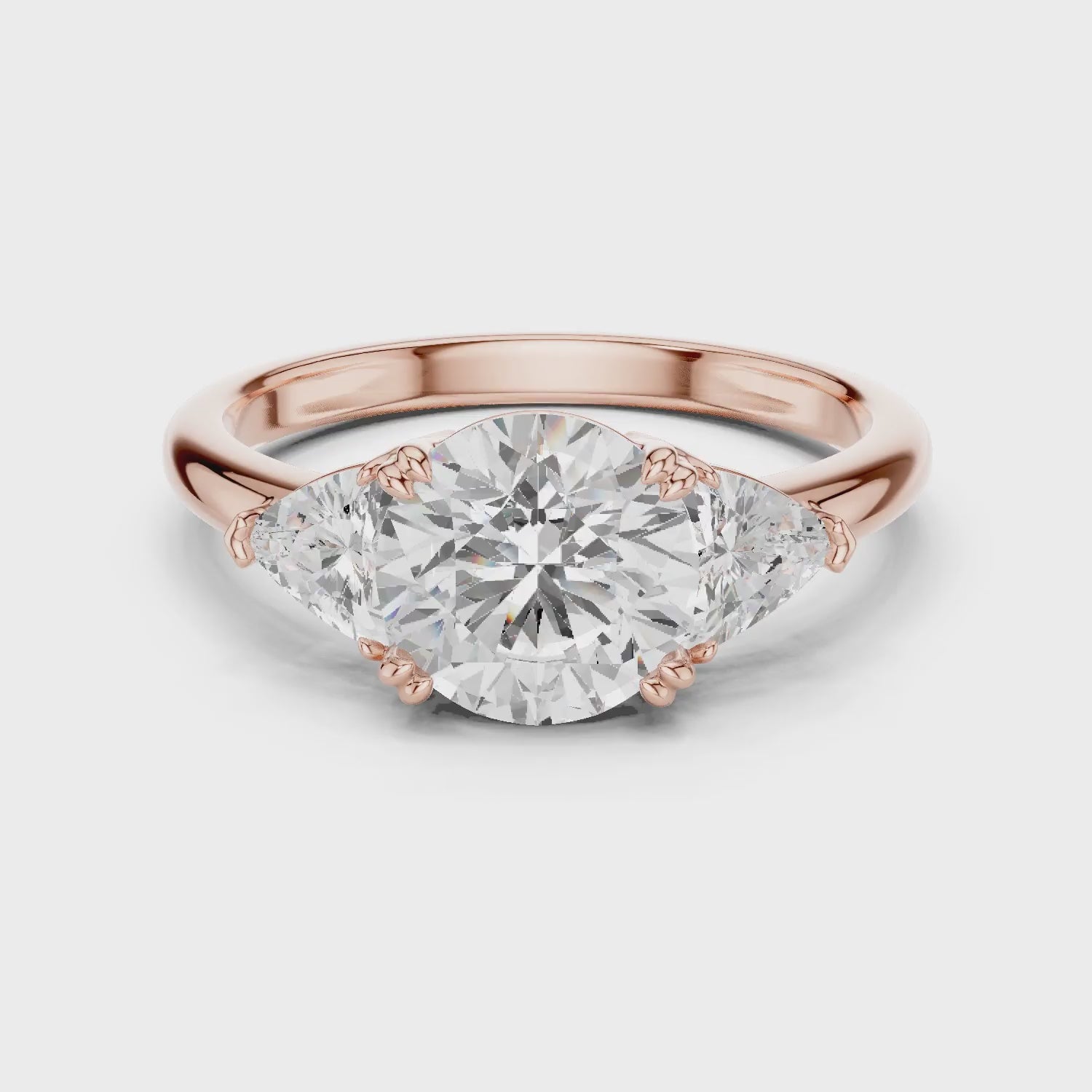 Round Cut Diamond Three Stone Engagement Ring