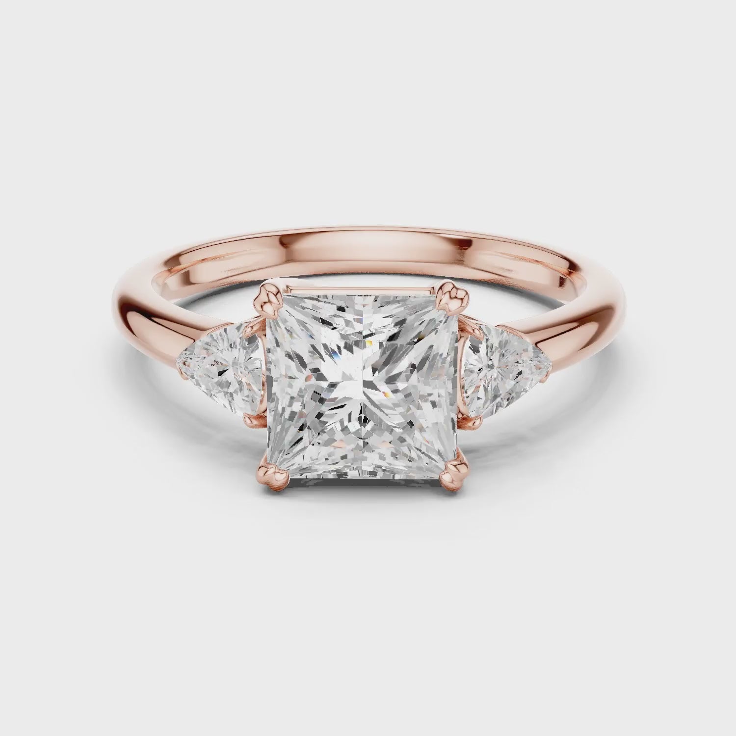 Trillion Side Diamond Princess Shape Engagement Ring
