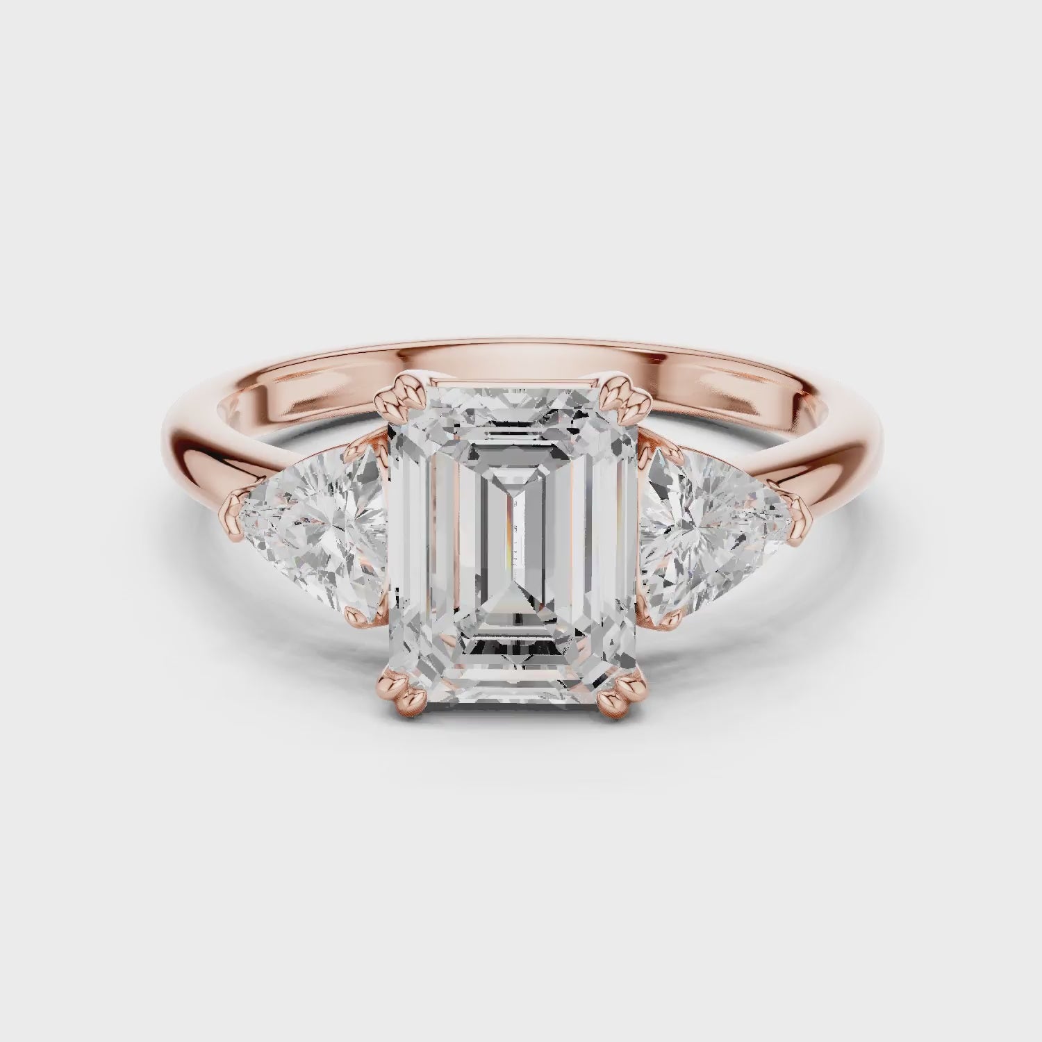Emerald Cut Diamond Three Stone Engagement Ring