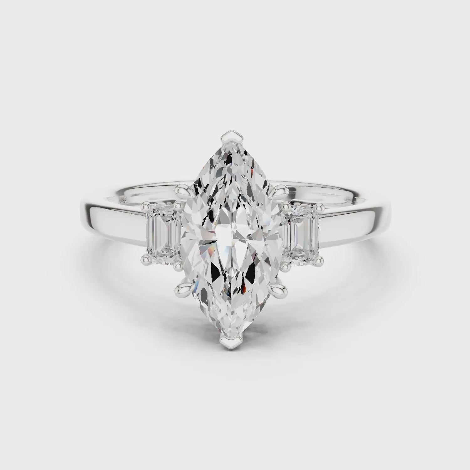 Marquise Cut Diamond Three-Stone Engagement Ring