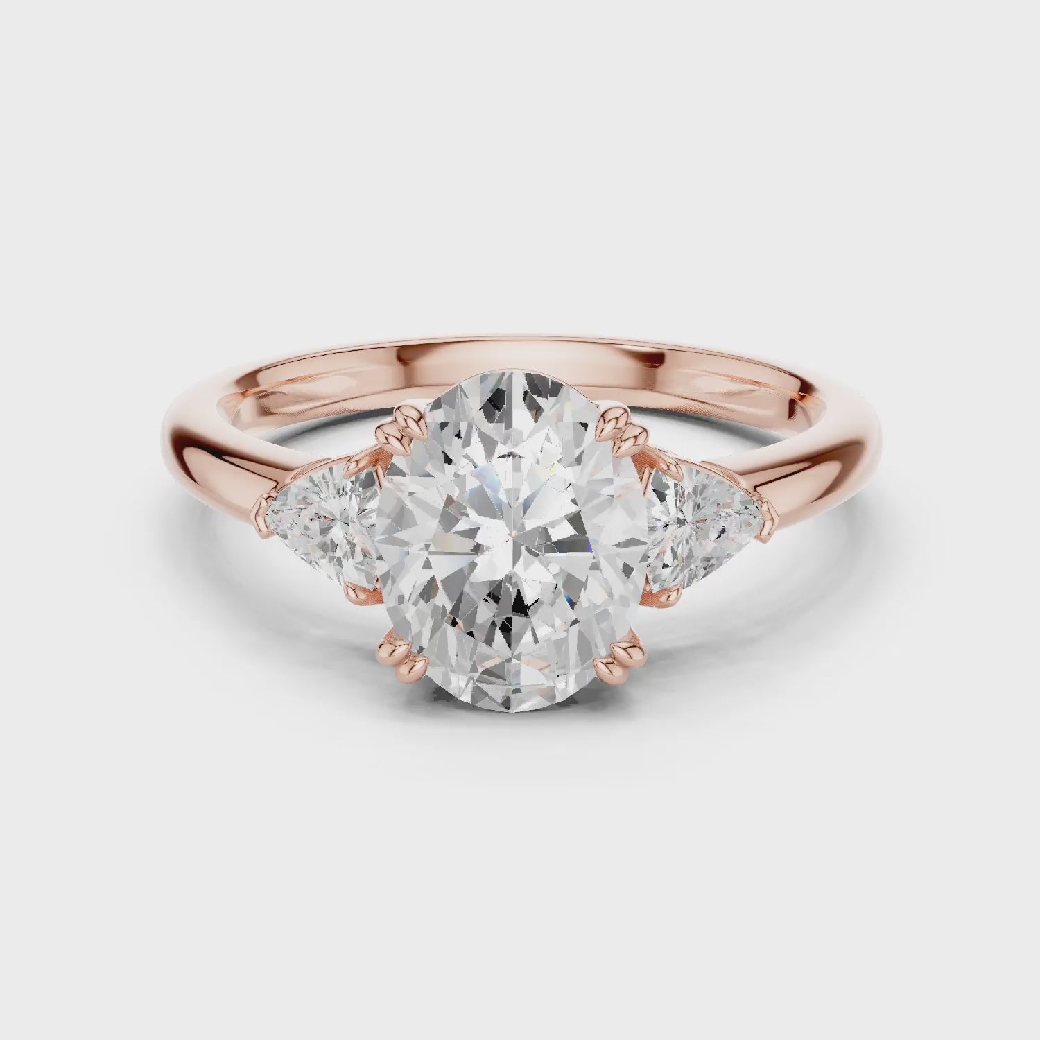 Trillion Side Diamond Oval Shape Engagement Ring