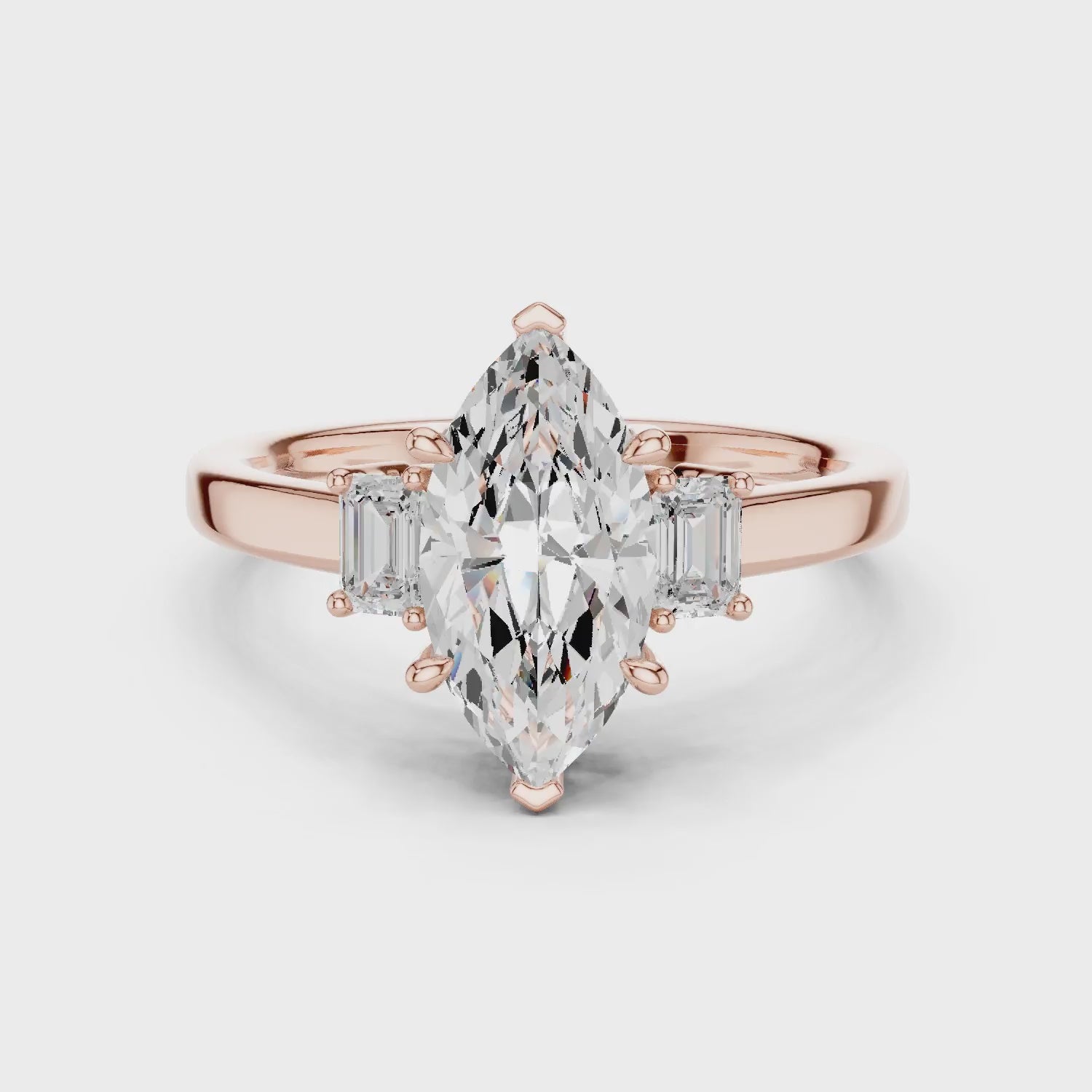 Marquise Cut Diamond Three-Stone Engagement Ring