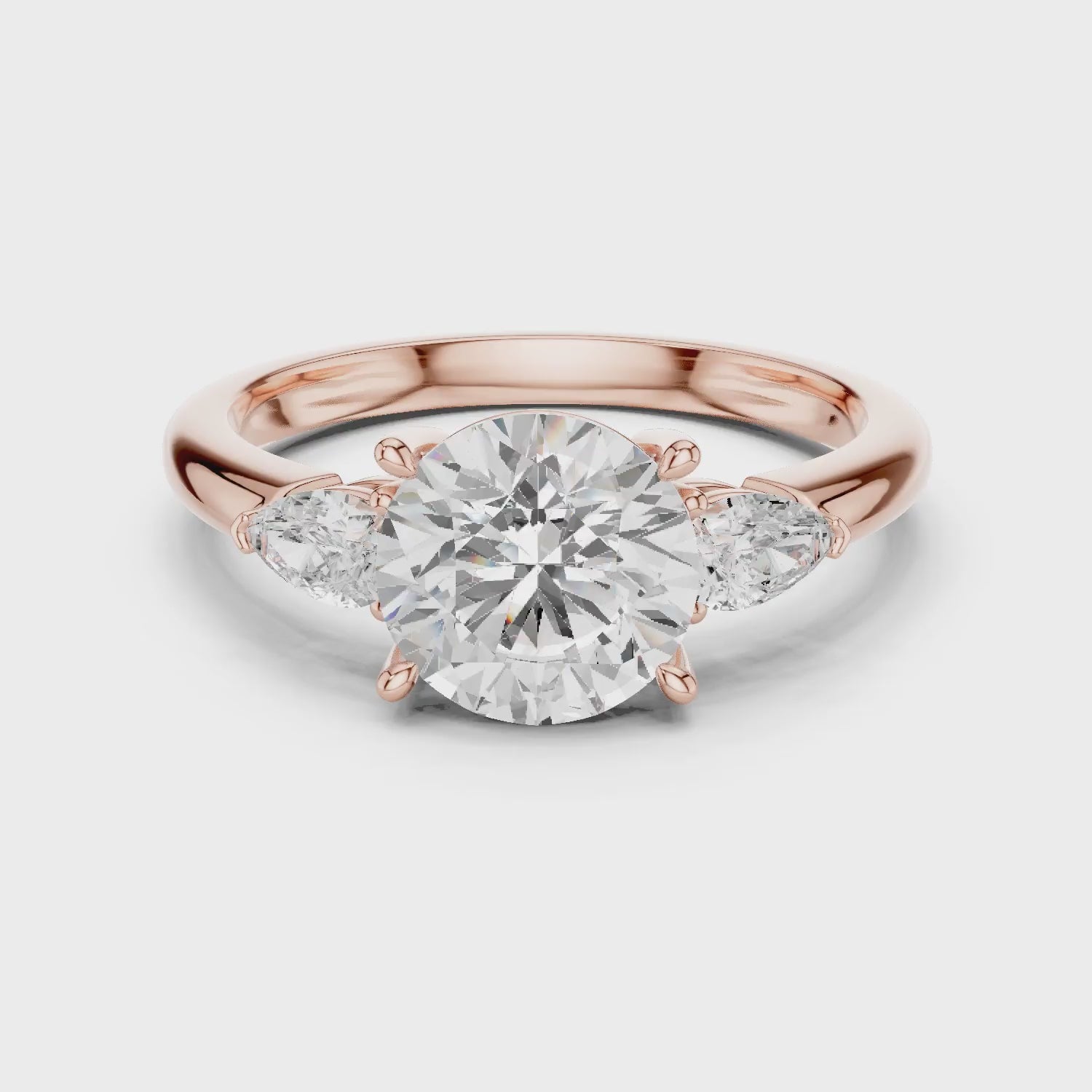 Round Cut Diamond Three-Stone Engagement Ring