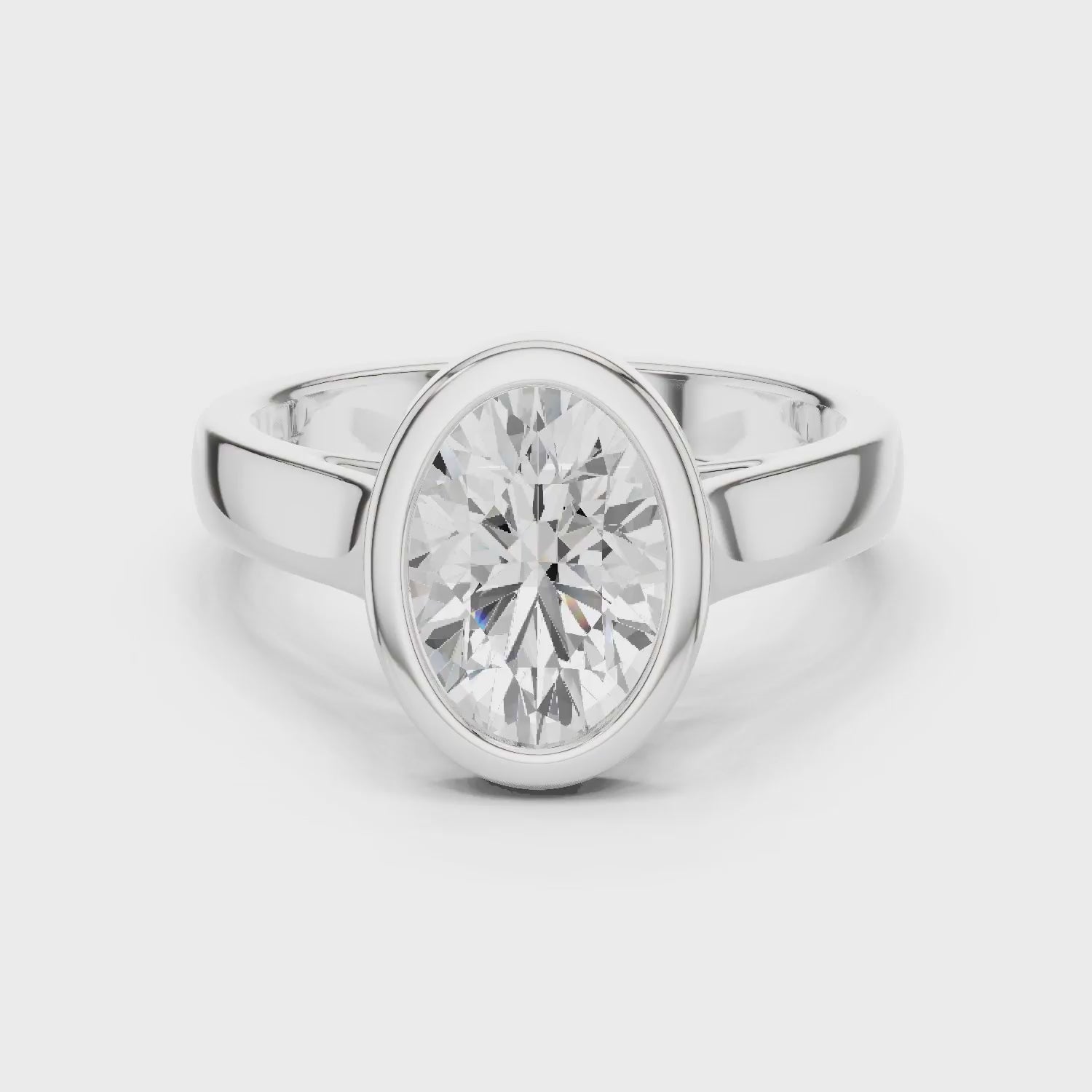 Oval Cut Diamond Bezel Solitaire Engagement Ring
