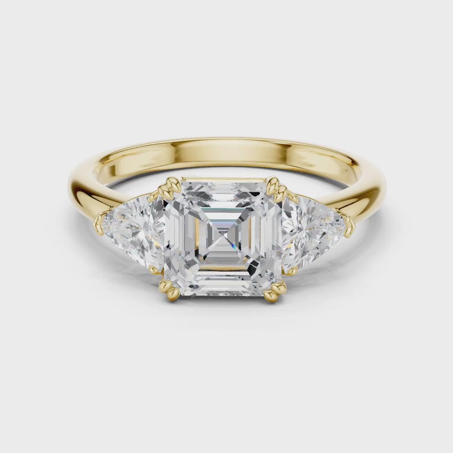 Square Emerald Cut Diamond Three Stone Engagement Ring