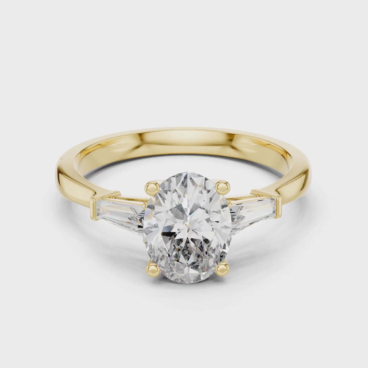 Baguette Side Diamond Oval Shape Engagement Ring
