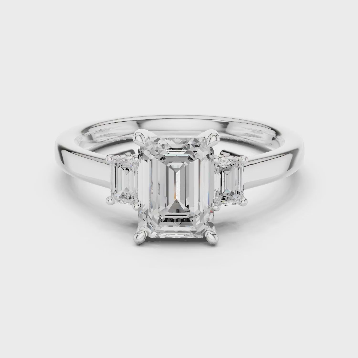 Emerald Cut Diamond Three-Stone Engagement Ring