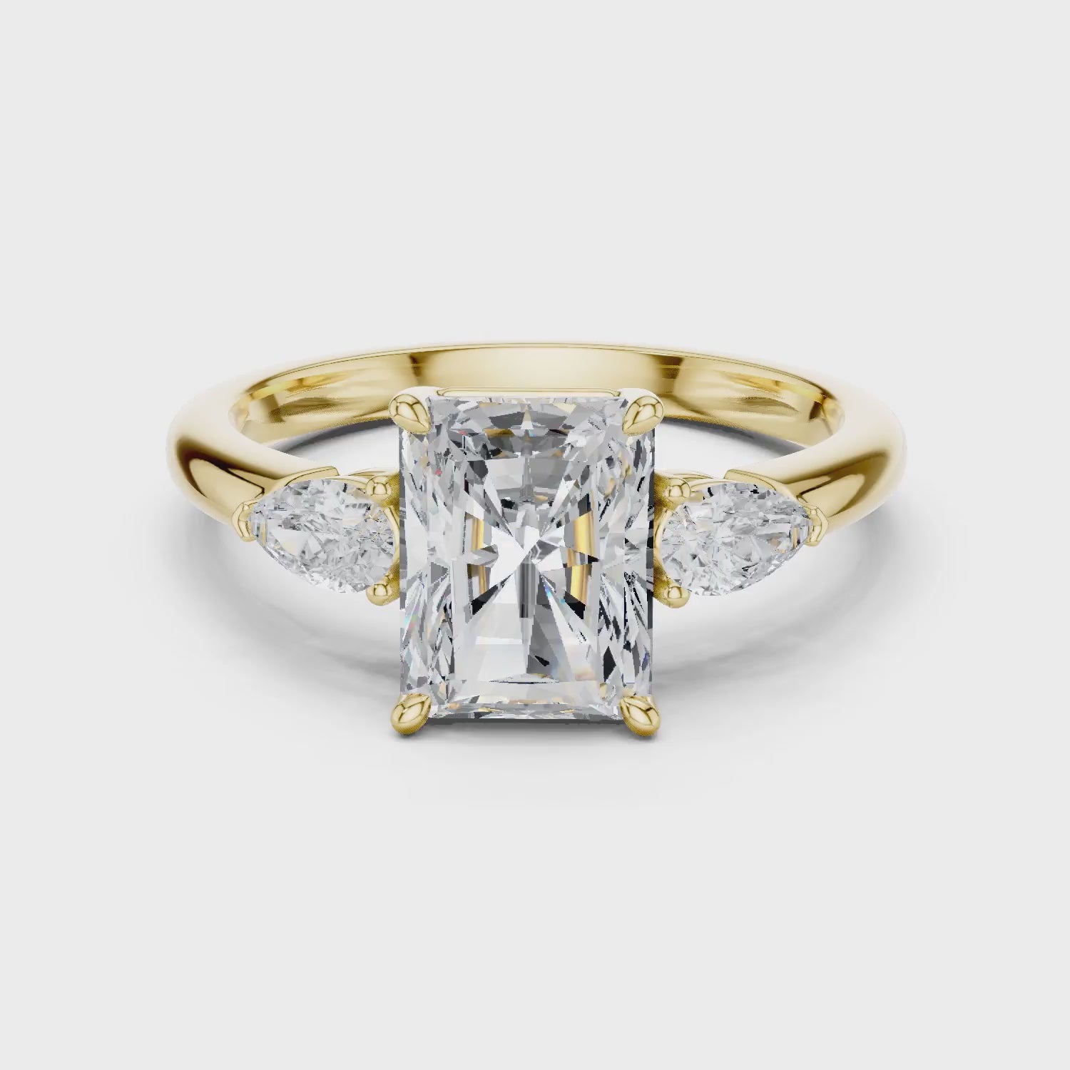 Radiant Cut Diamond Three-Stone Engagement Ring