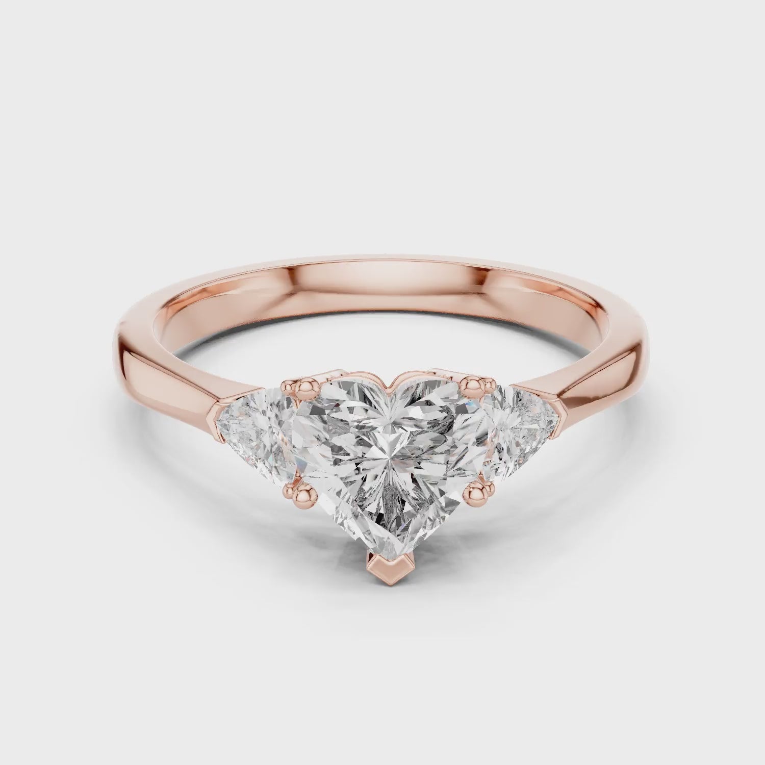 Heart Diamond Three Stone Engagement Ring