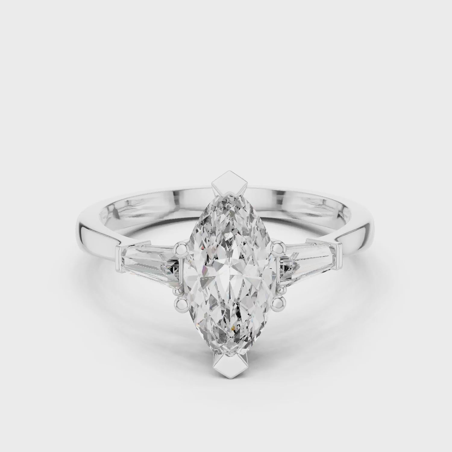 Marquise Diamond Three Stone Engagement Ring