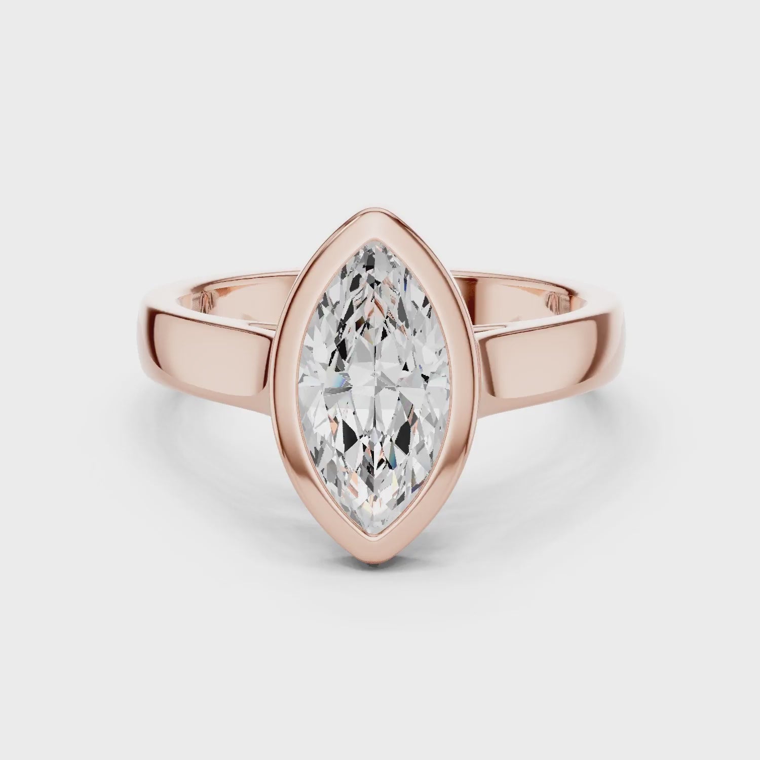 Marquise Cut Diamond Bezel Solitaire Engagement Ring