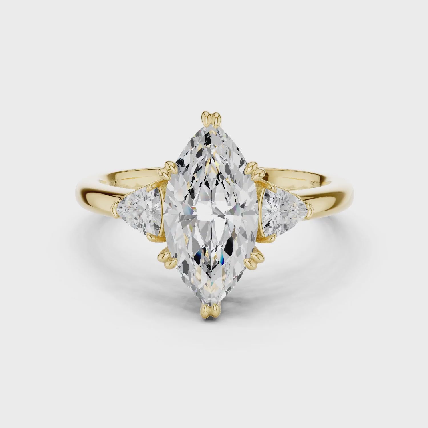 Trillion Side Diamond Marquise Shape Engagement Ring