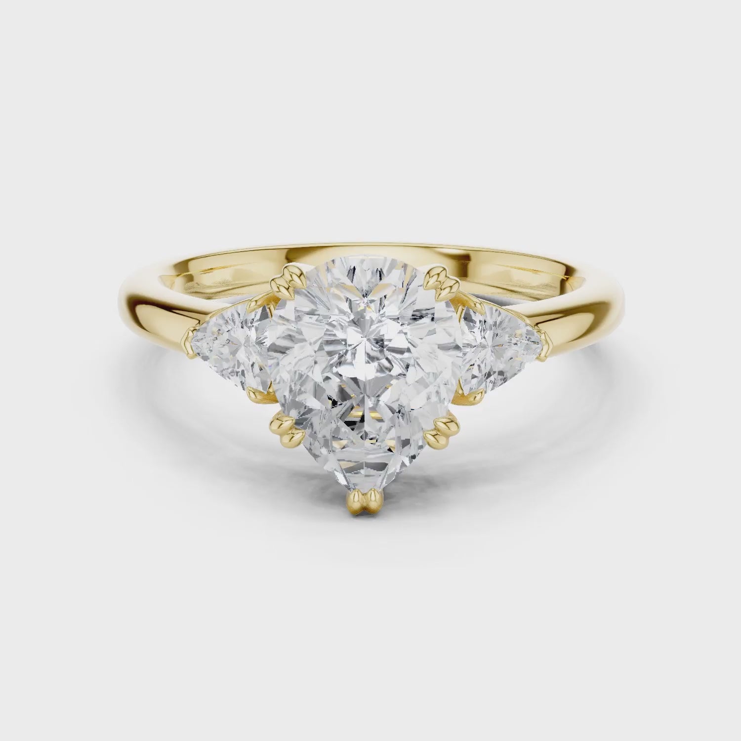 Trillion Side Diamond Pear Shape Engagement Ring