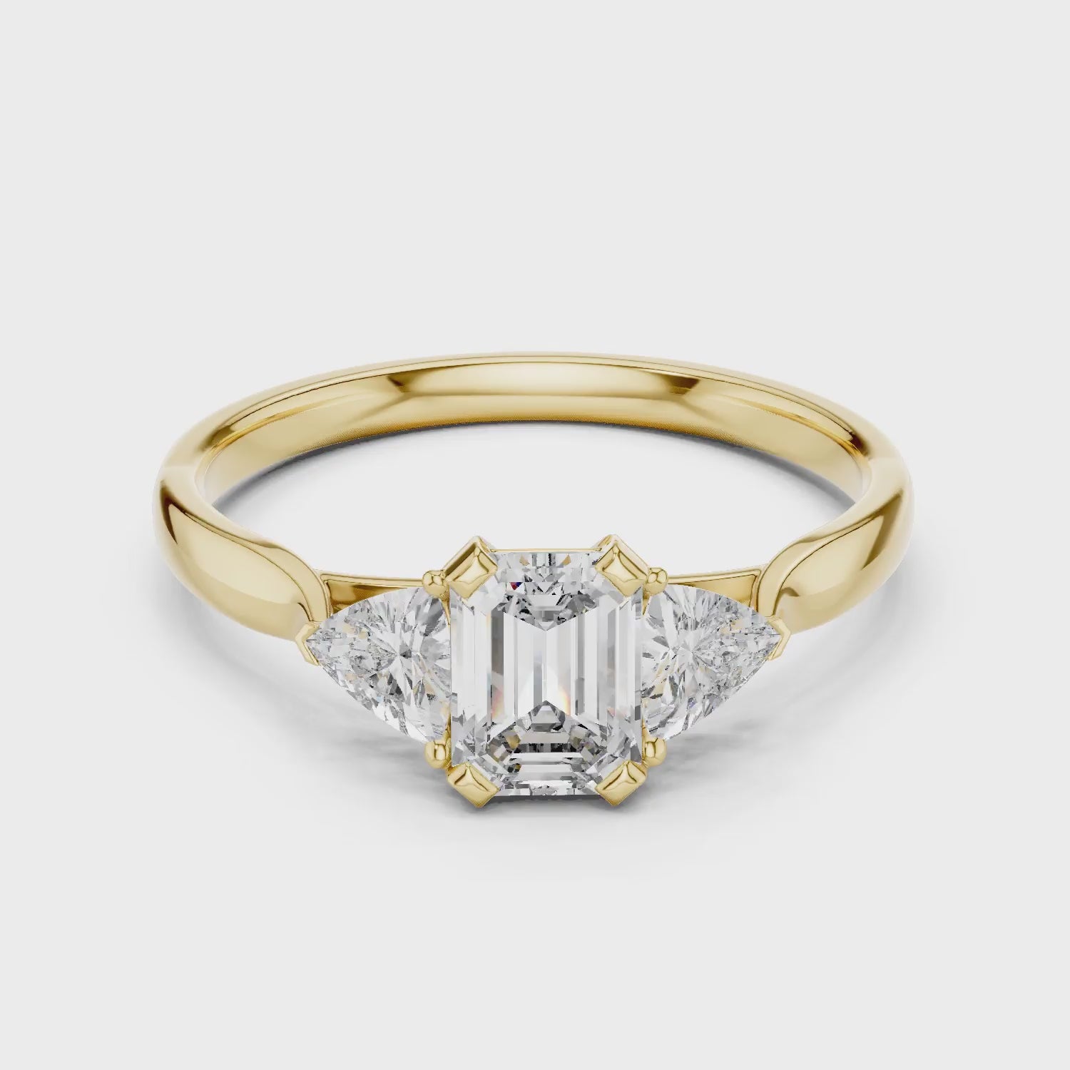 Elysian Trio Emerald Diamond Ring