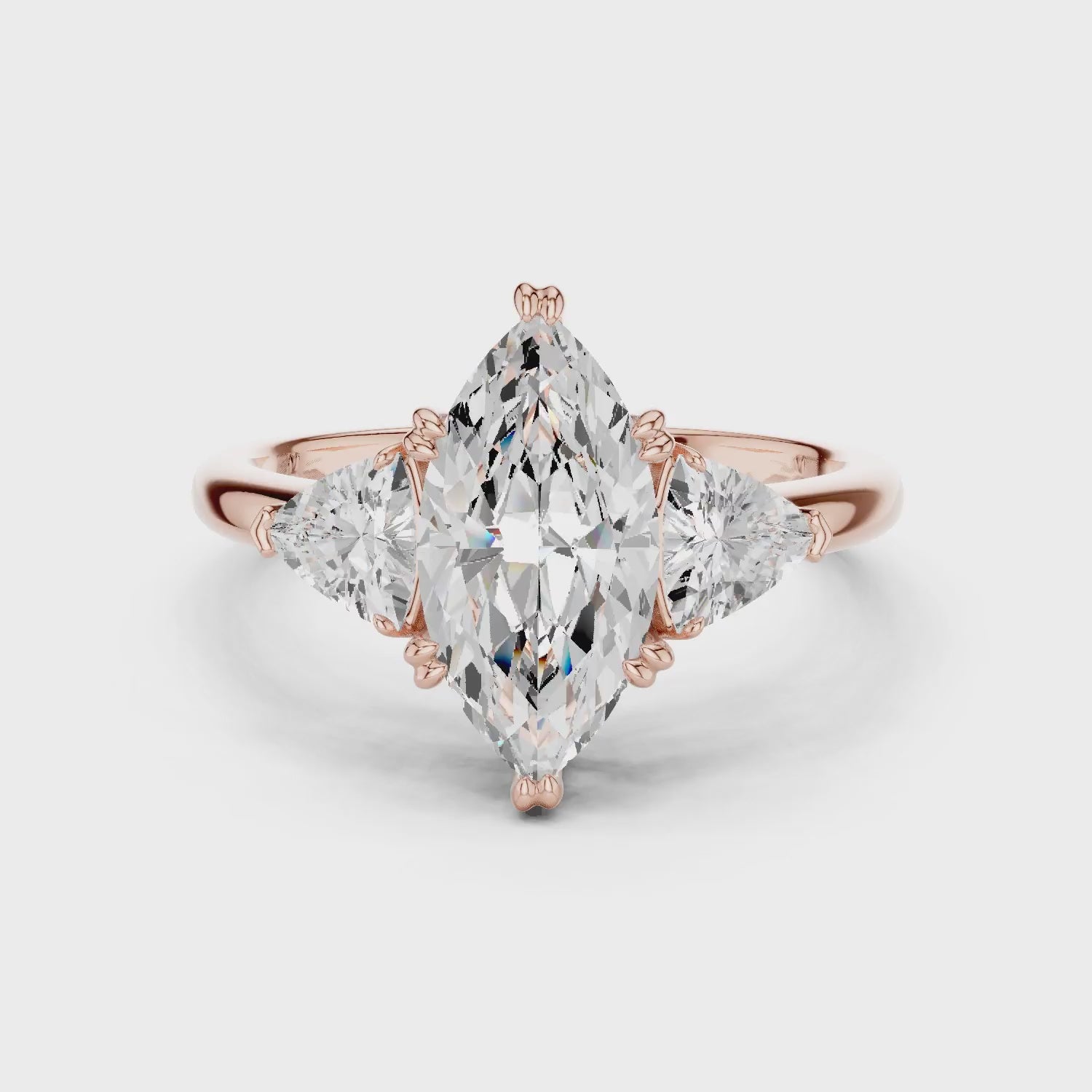 Marquise Cut Diamond Three Stone Engagement Ring