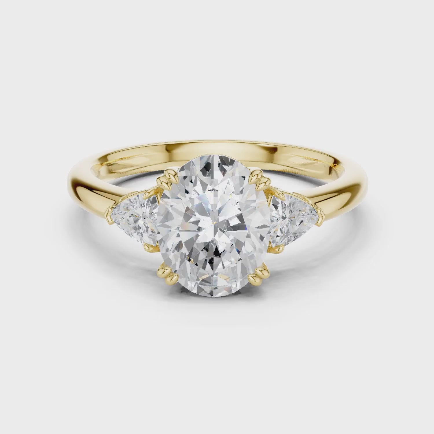 Trillion Side Diamond Oval Shape Engagement Ring