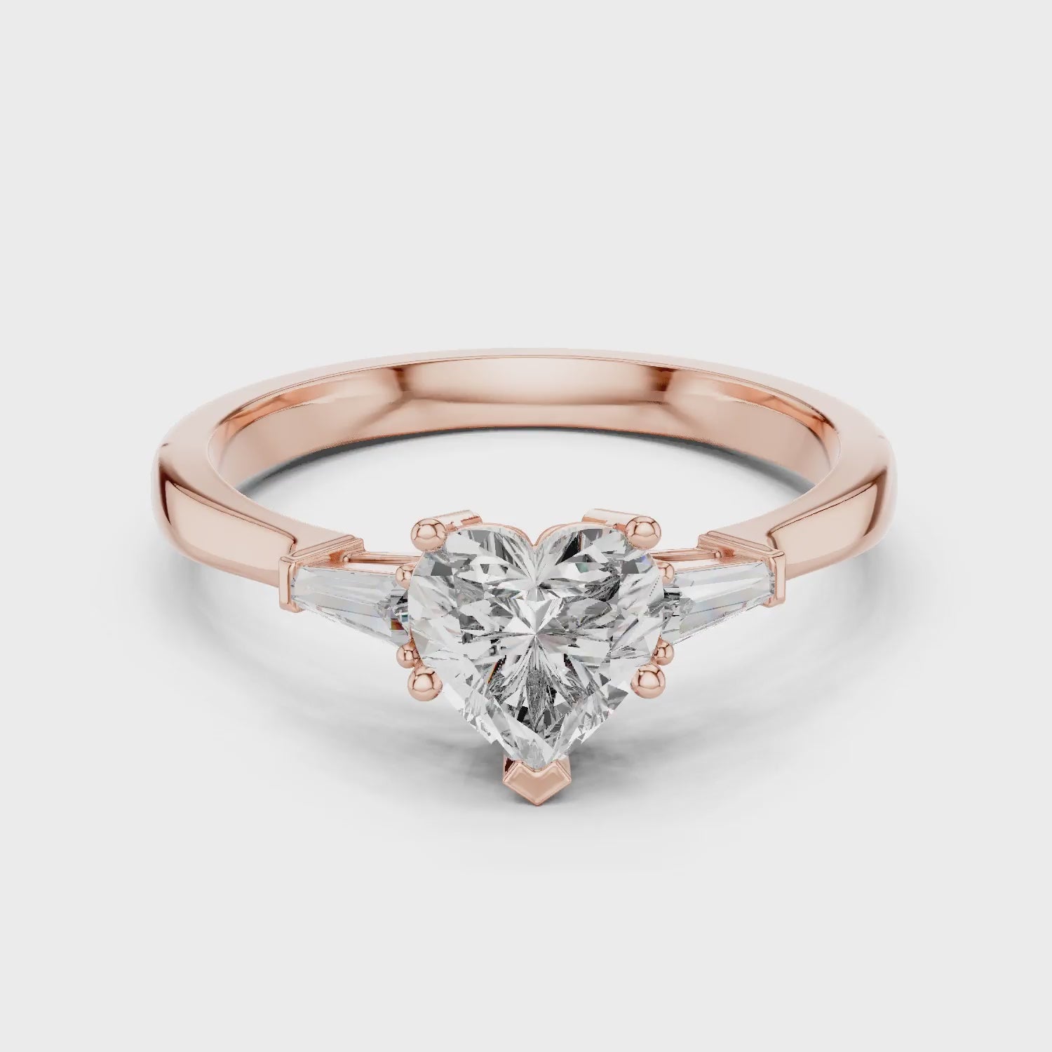 Baguette Side Diamond Heart Shape Engagement Ring