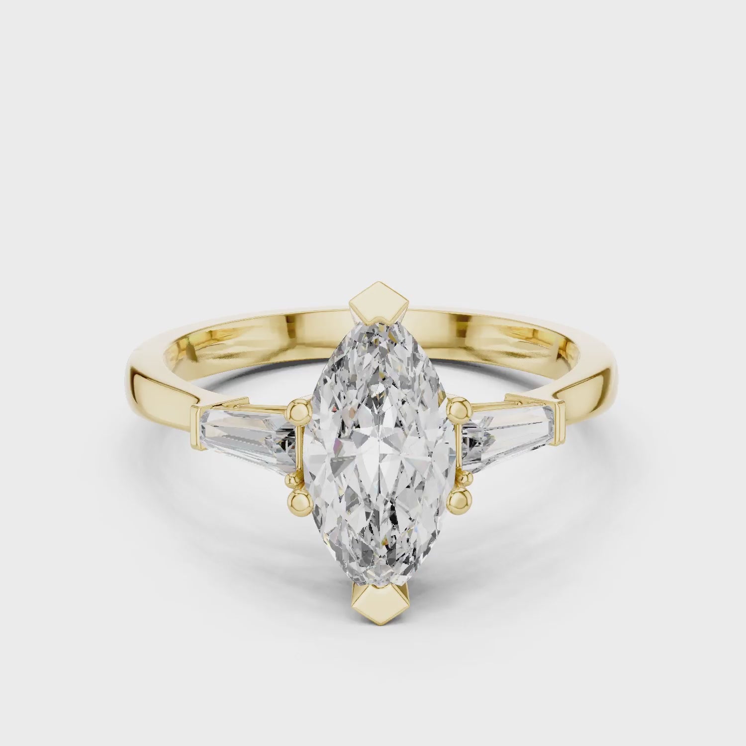 Marquise Diamond Three Stone Engagement Ring
