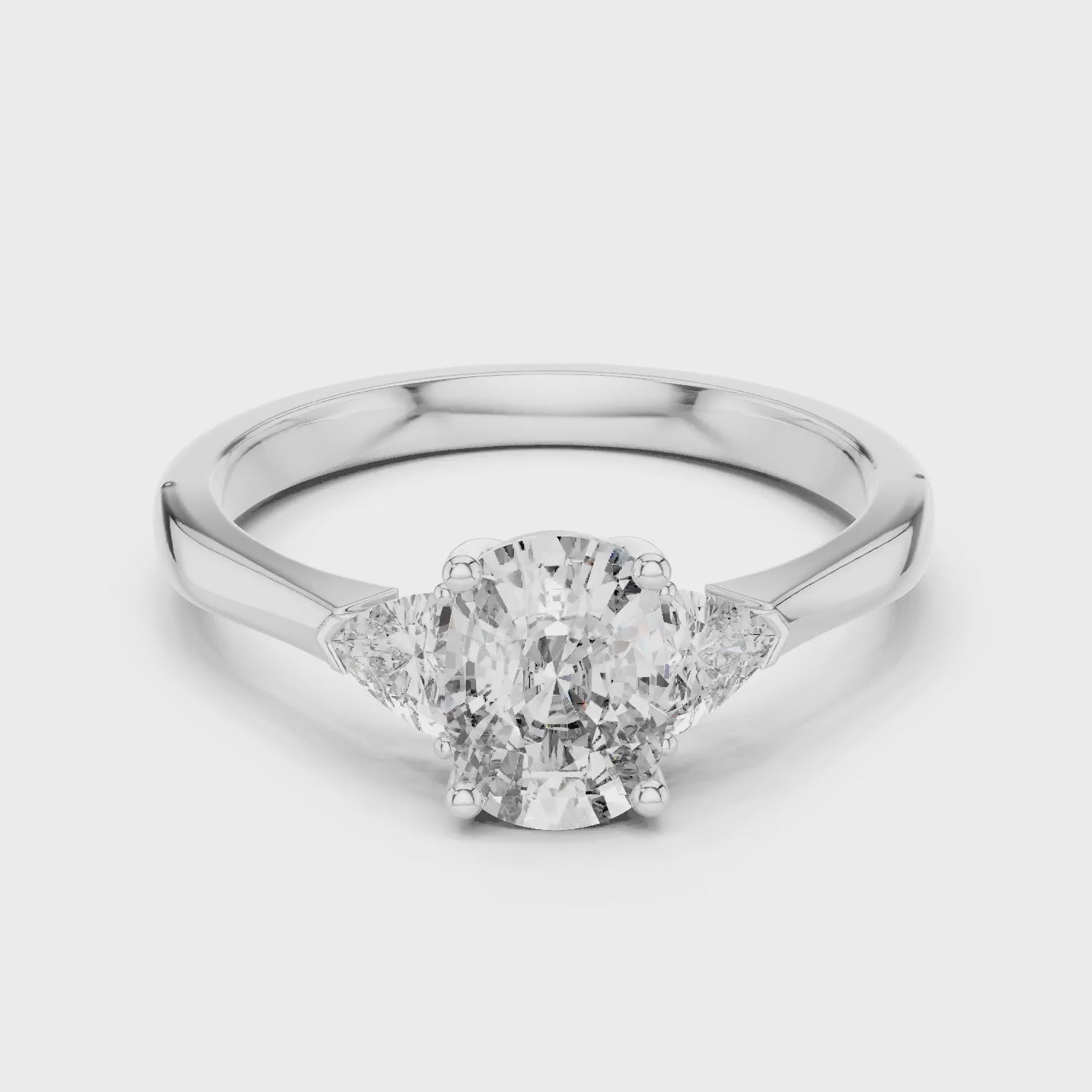 Trillion Cushion Diamond Engagement Ring