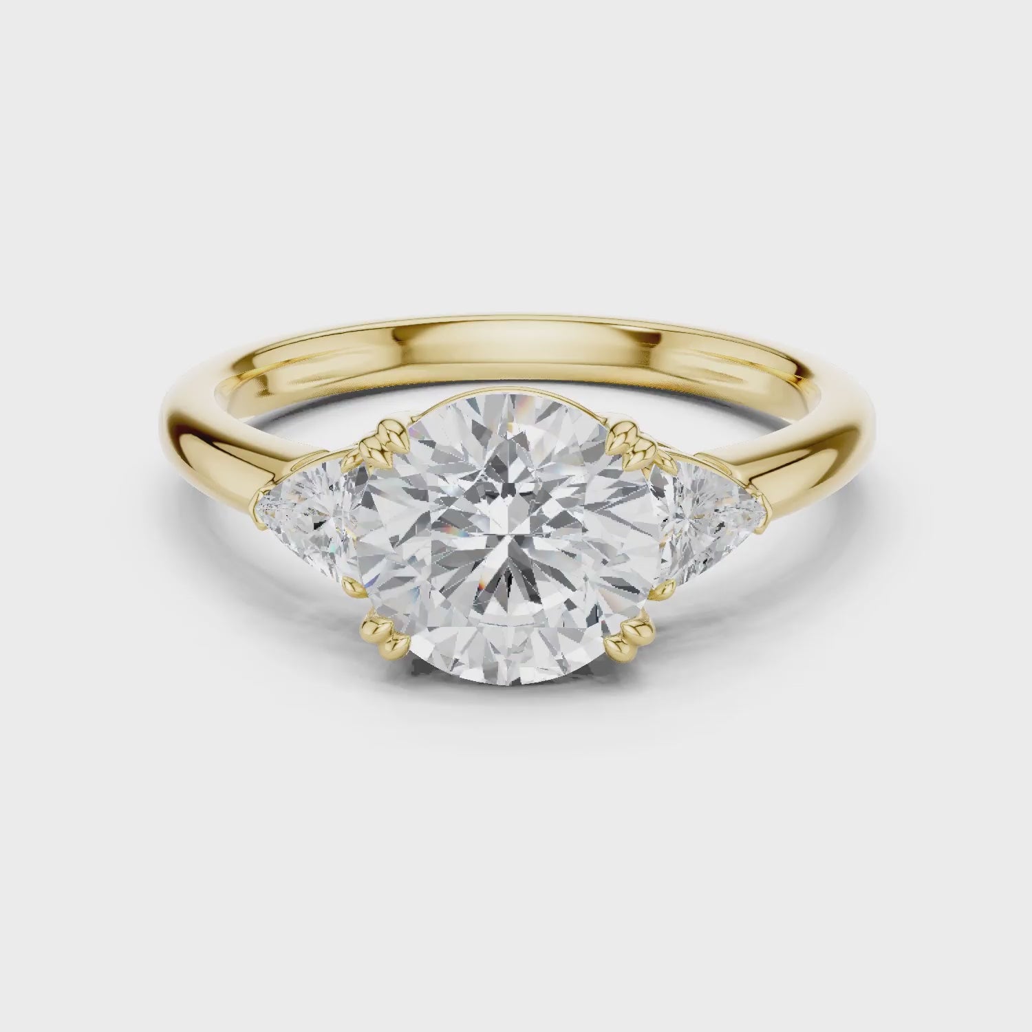 Trillion Side Diamond Round Shape Engagement Ring