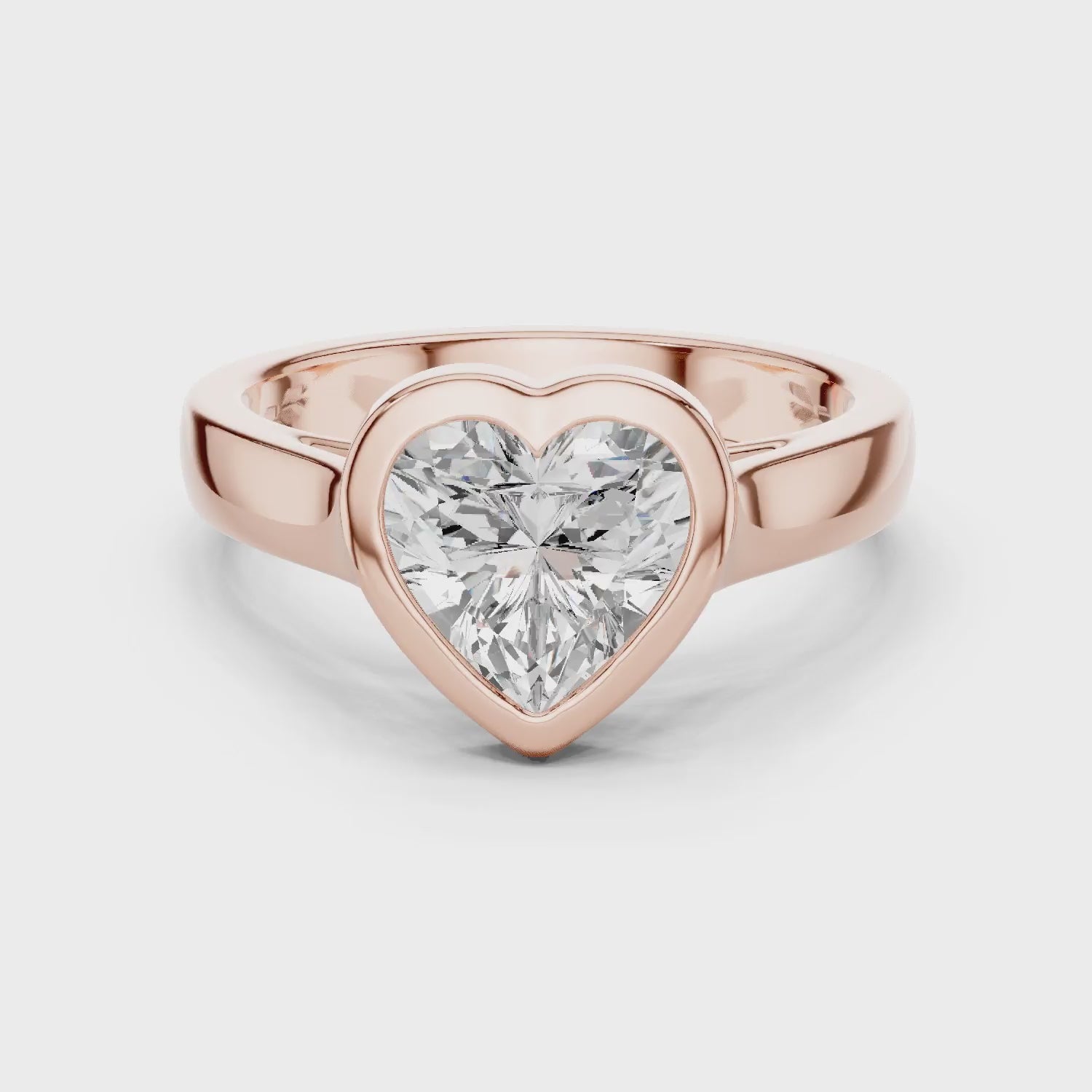 Heart Cut Diamond Bezel Solitaire Engagement Ring