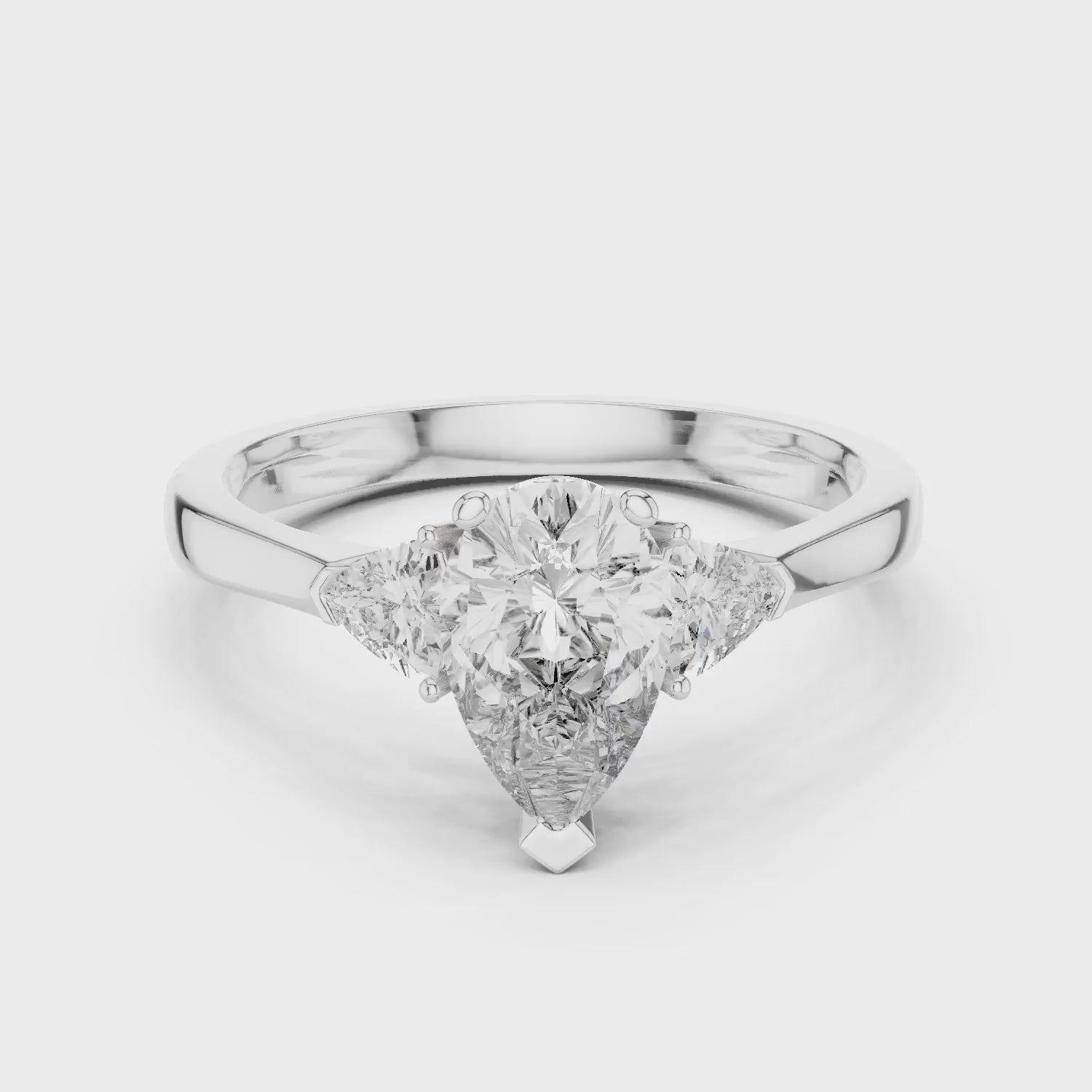 Pear Three Stone Diamond Engagement Ring