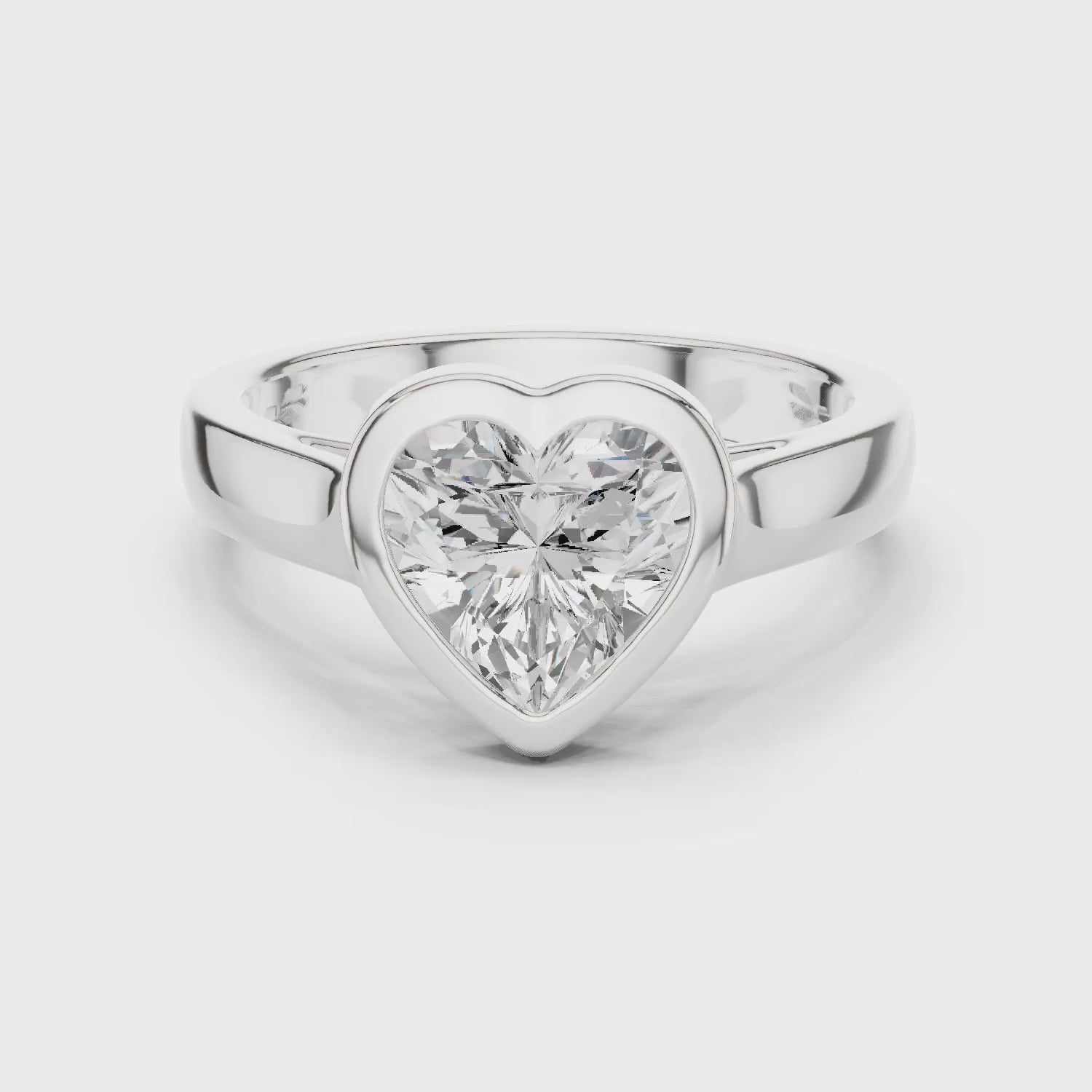 Heart Cut Diamond Bezel Solitaire Engagement Ring