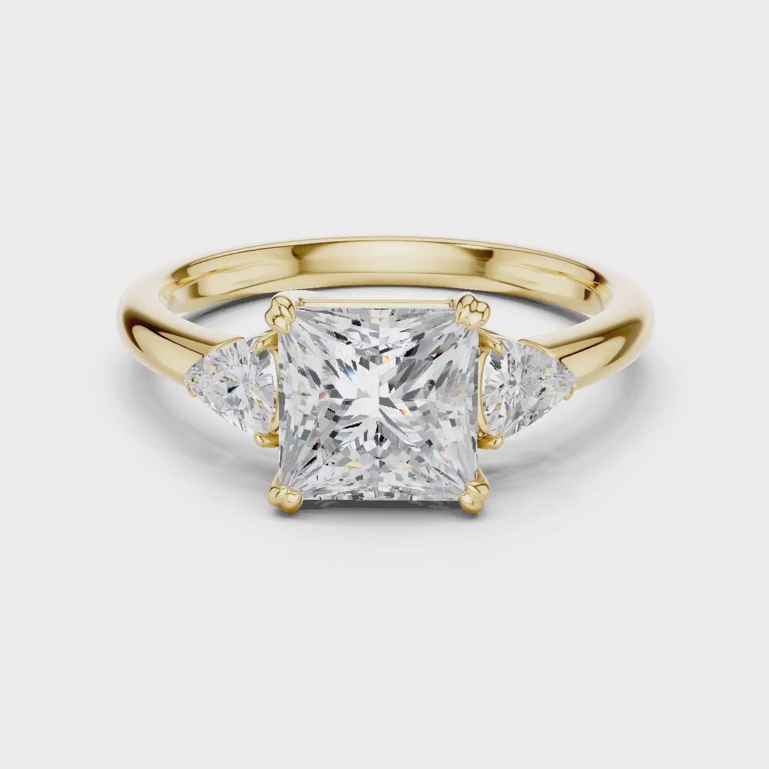 Trillion Side Diamond Princess Shape Engagement Ring