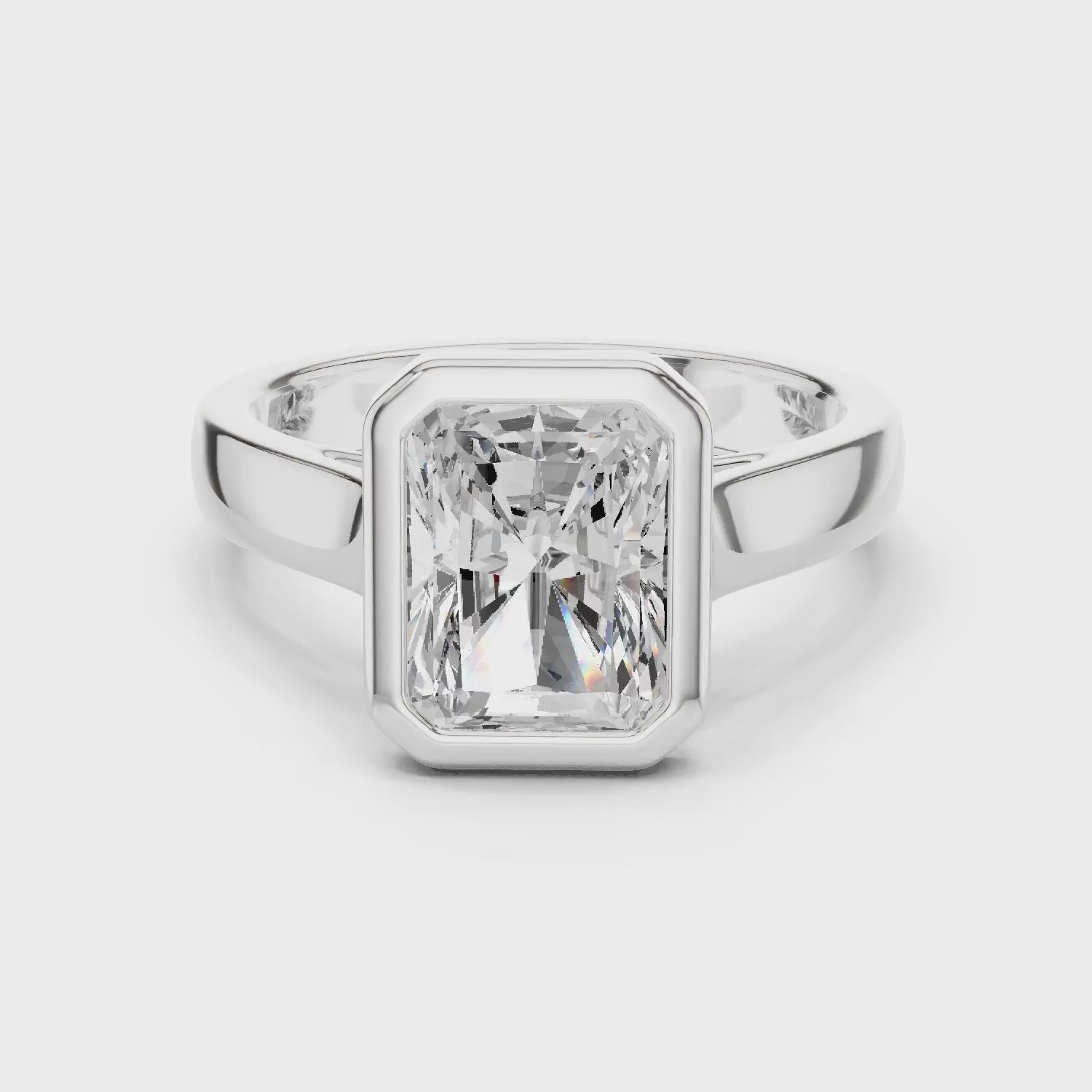 Radiant Cut Diamond Bezel Solitaire Engagement Ring