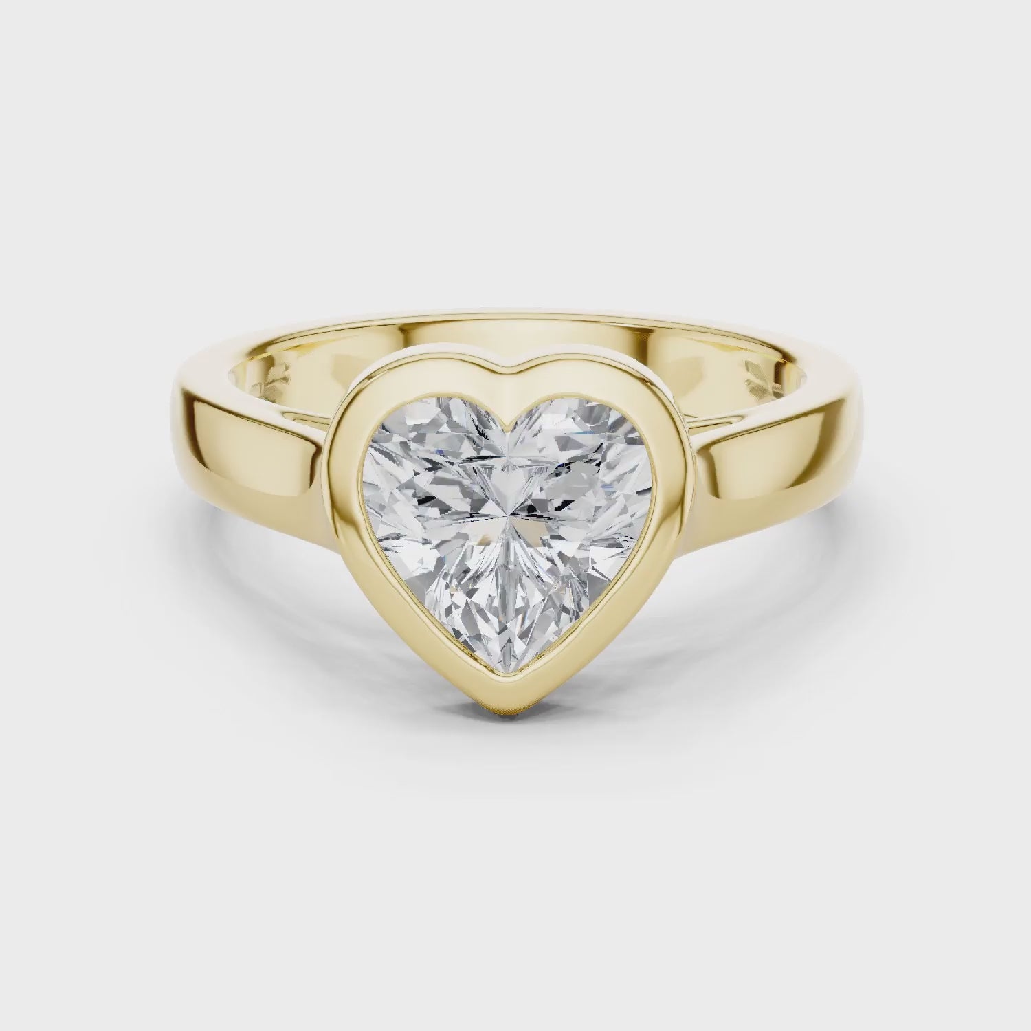 Heart Cut Diamond Bezel Solitaire Engagement Ring