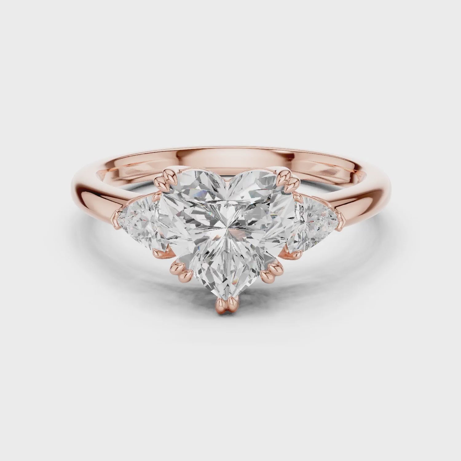 Trillion Side Diamond Heart Shape Engagement Ring