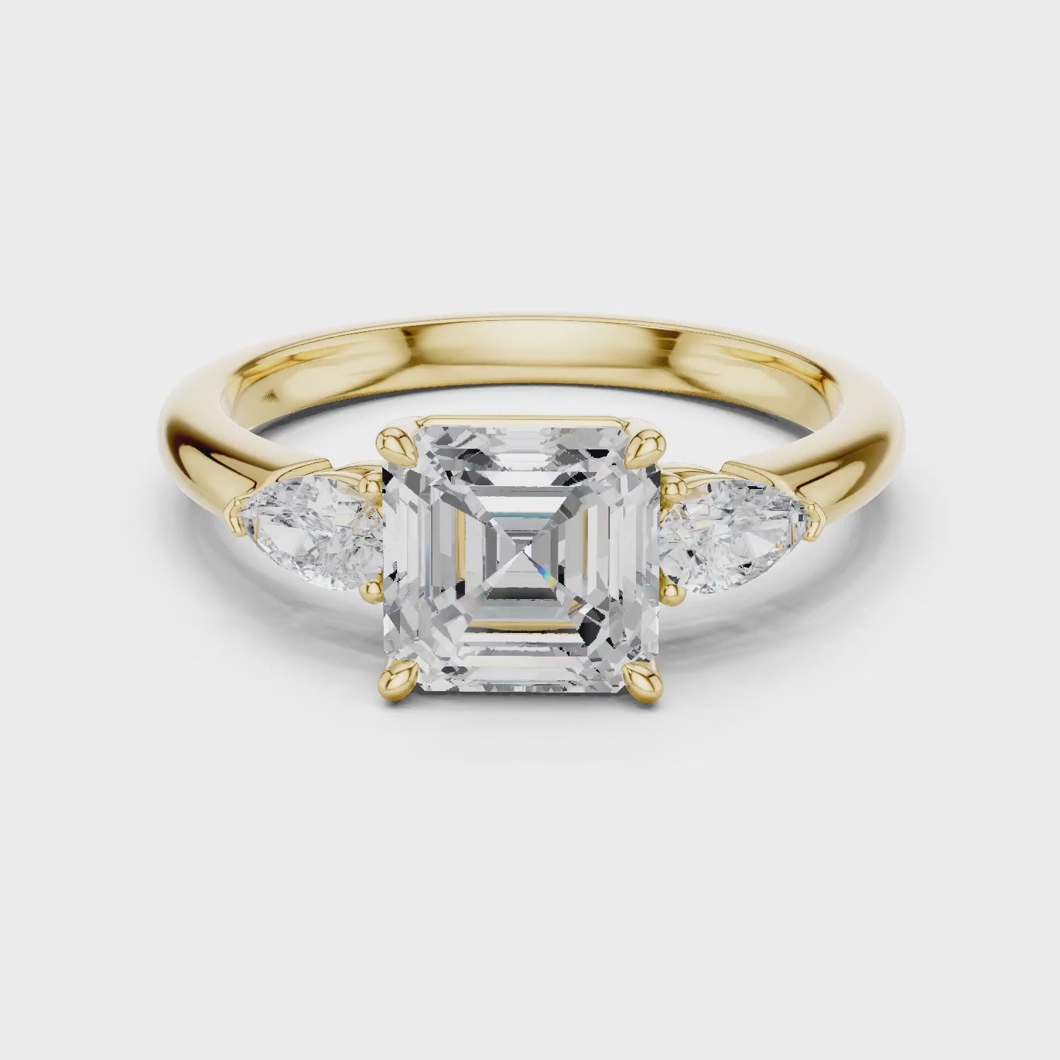 Asscher Cut Diamond Three-Stone Engagement Ring