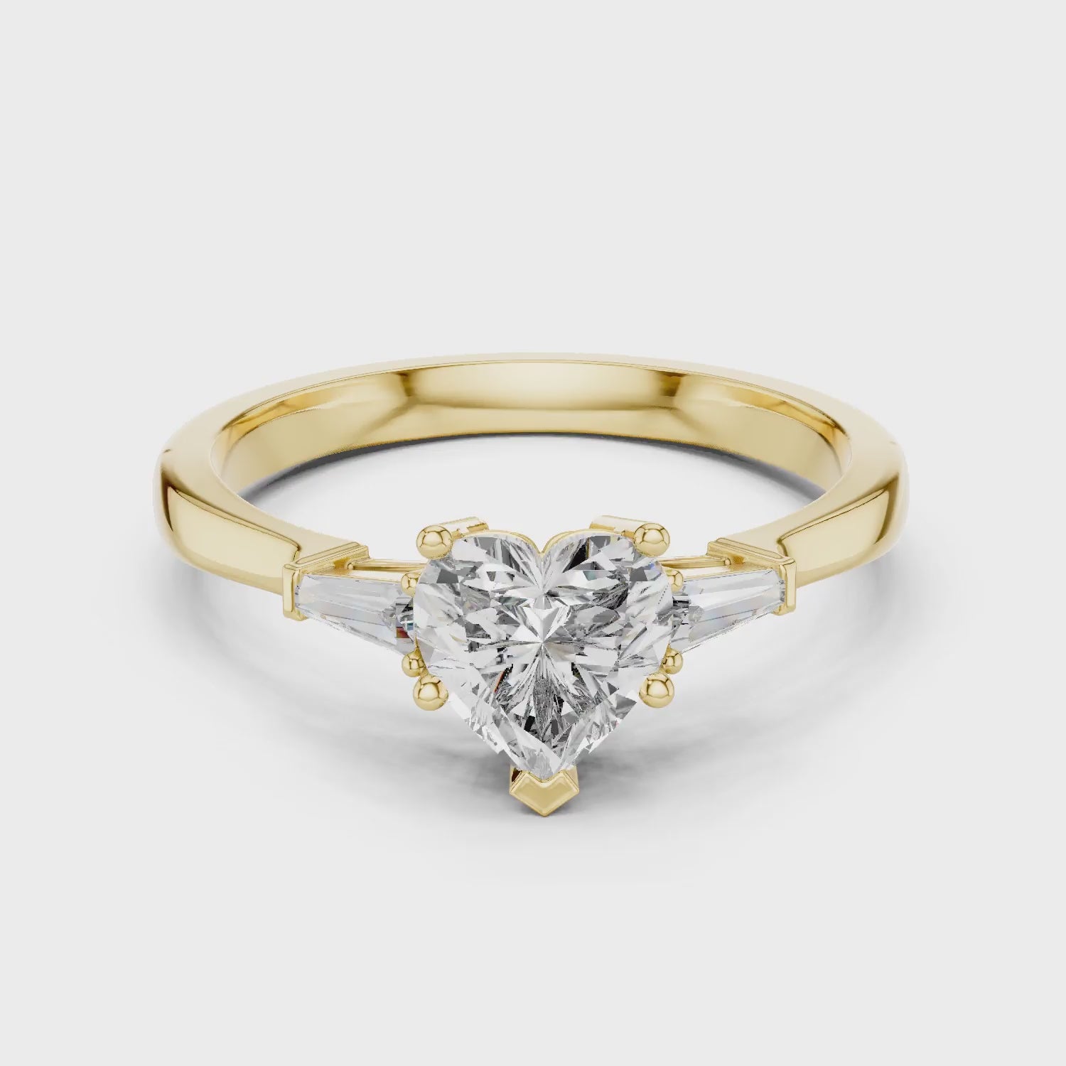 Baguette Side Diamond Heart Shape Engagement Ring