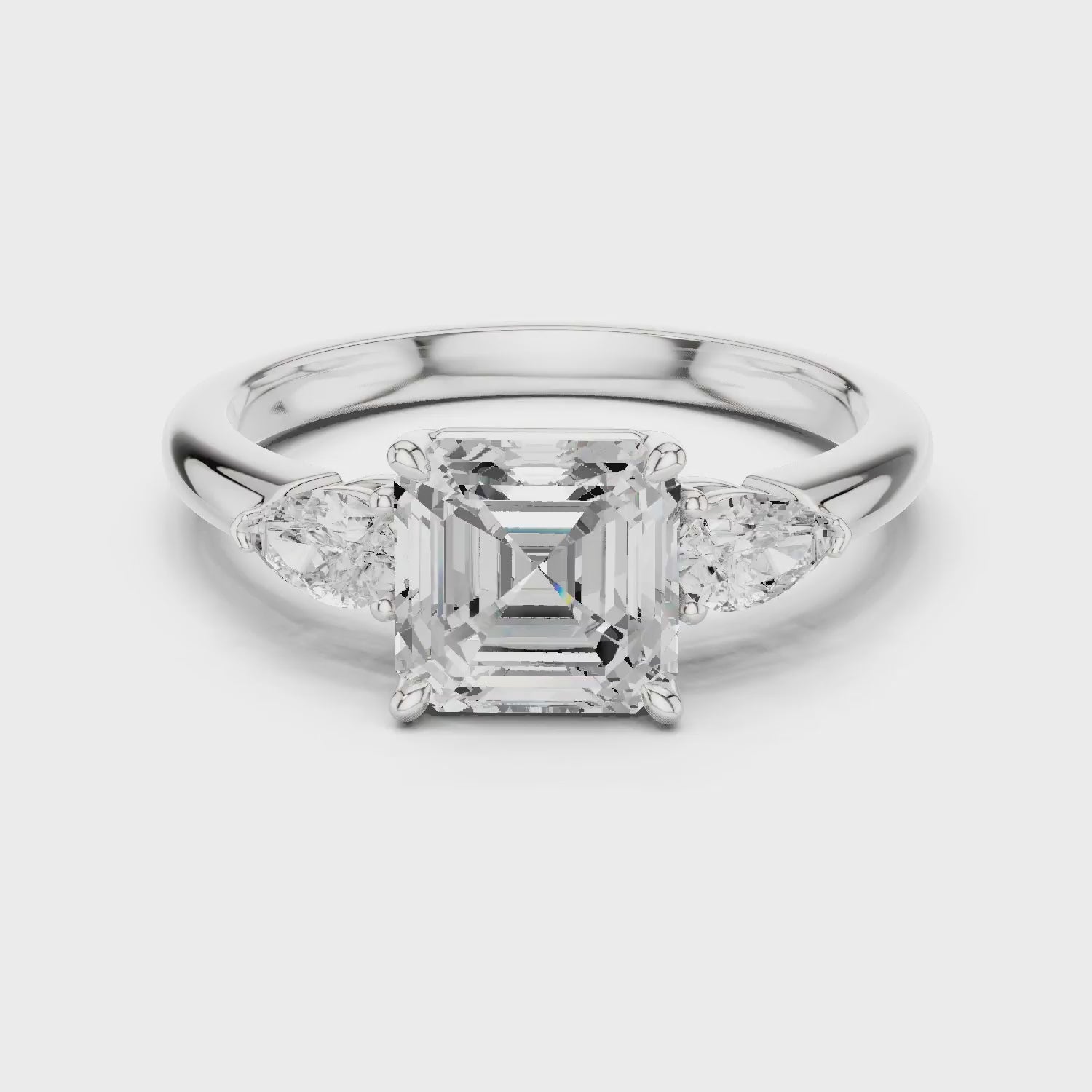 Asscher Cut Diamond Three-Stone Engagement Ring