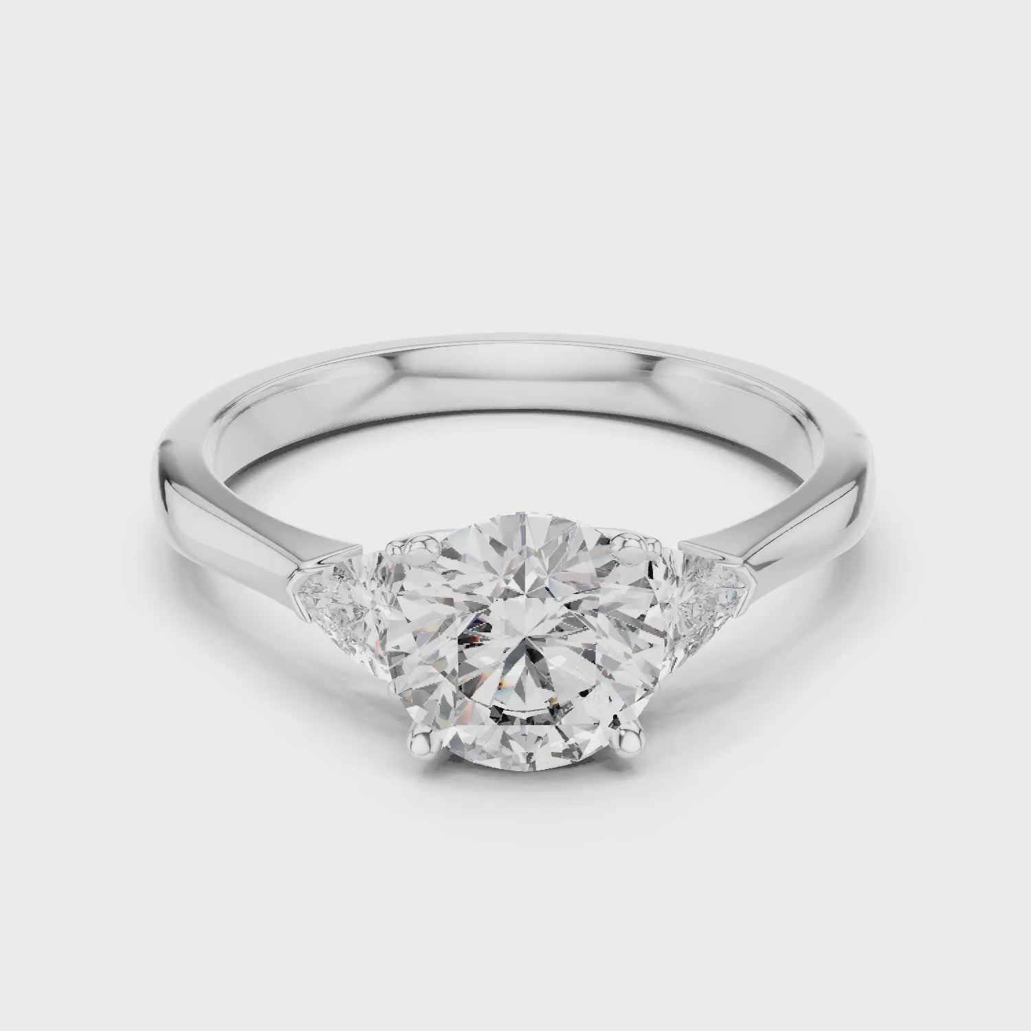 Round Three Stone Diamond Engagement Ring