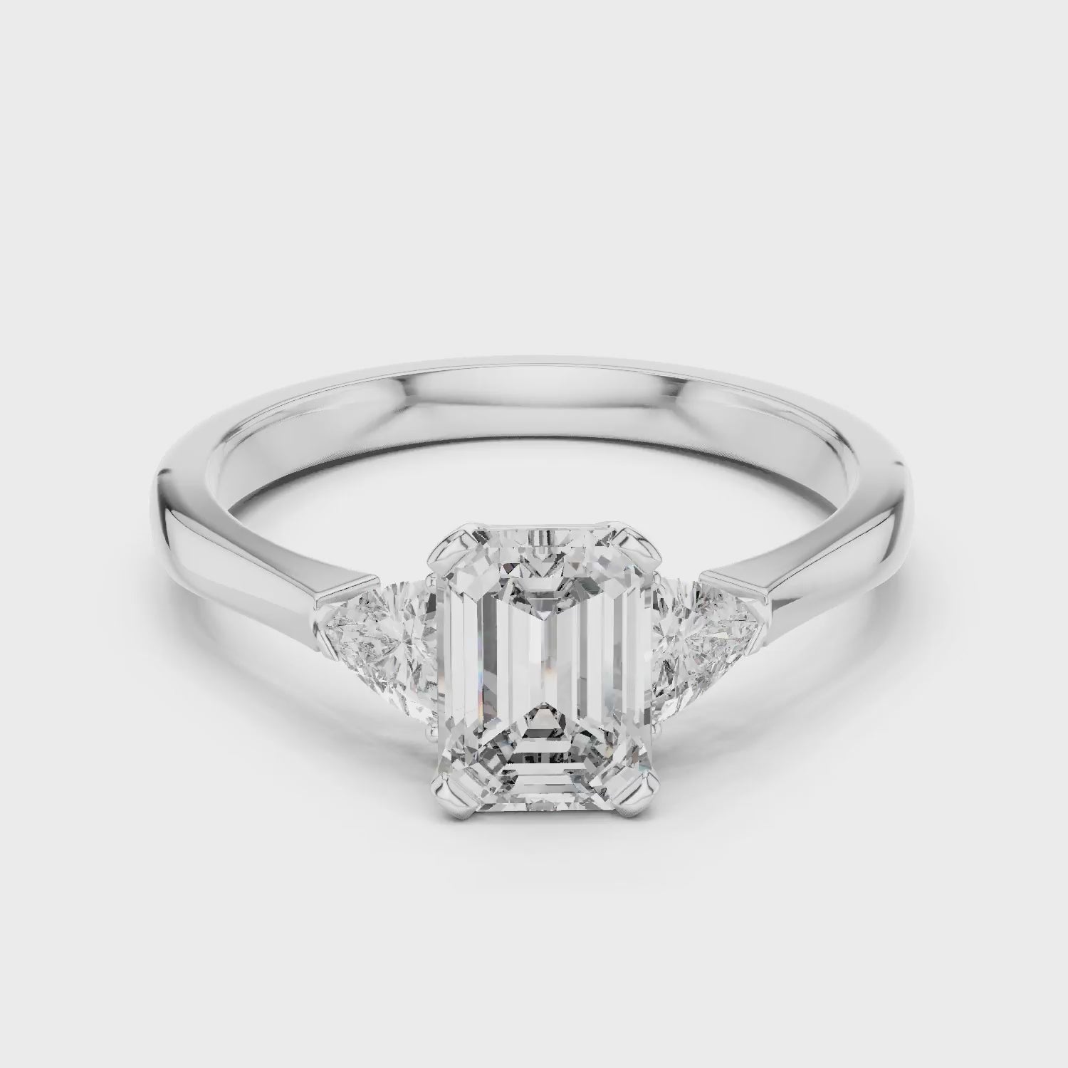 Trillion Emerald Diamond Engagement Ring