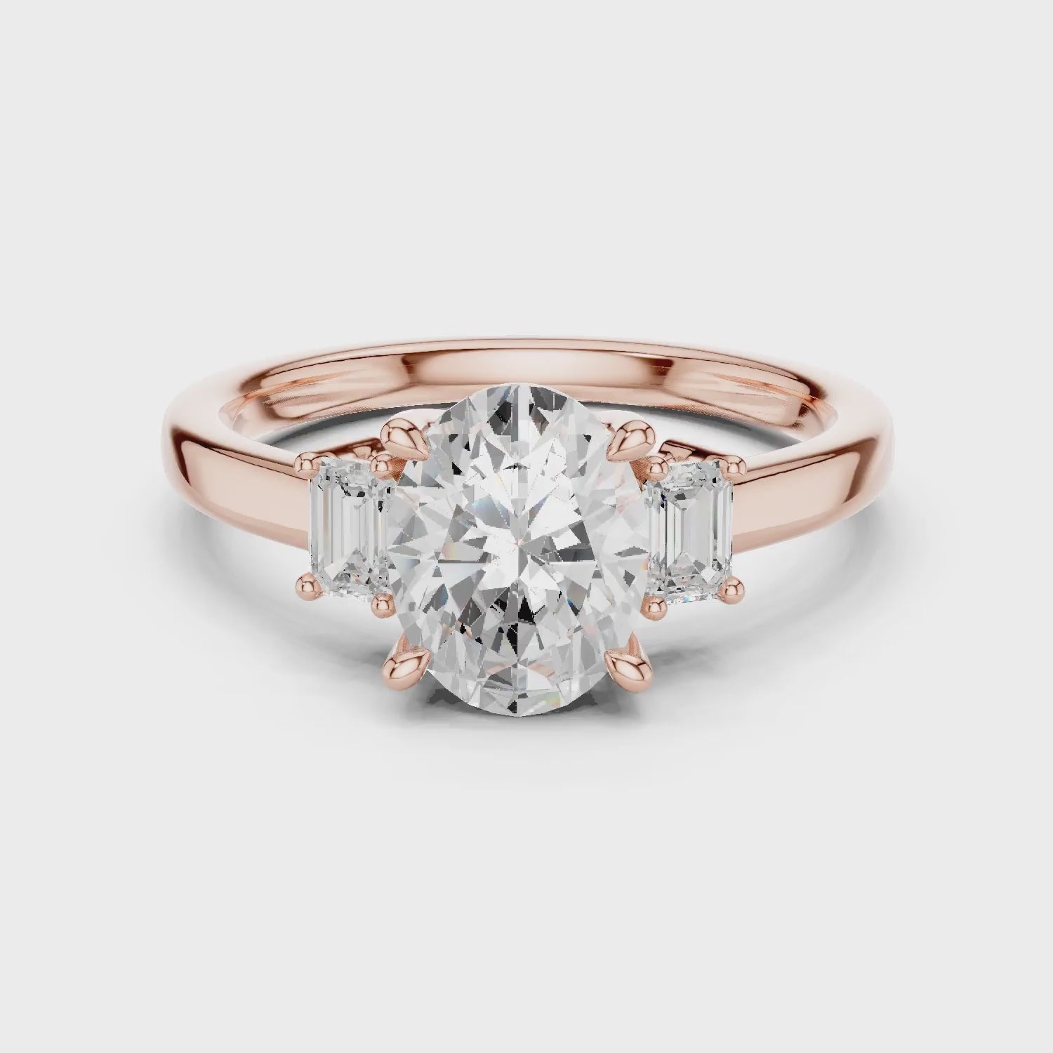 Oval Cut Diamond Three-Stone Engagement Ring
