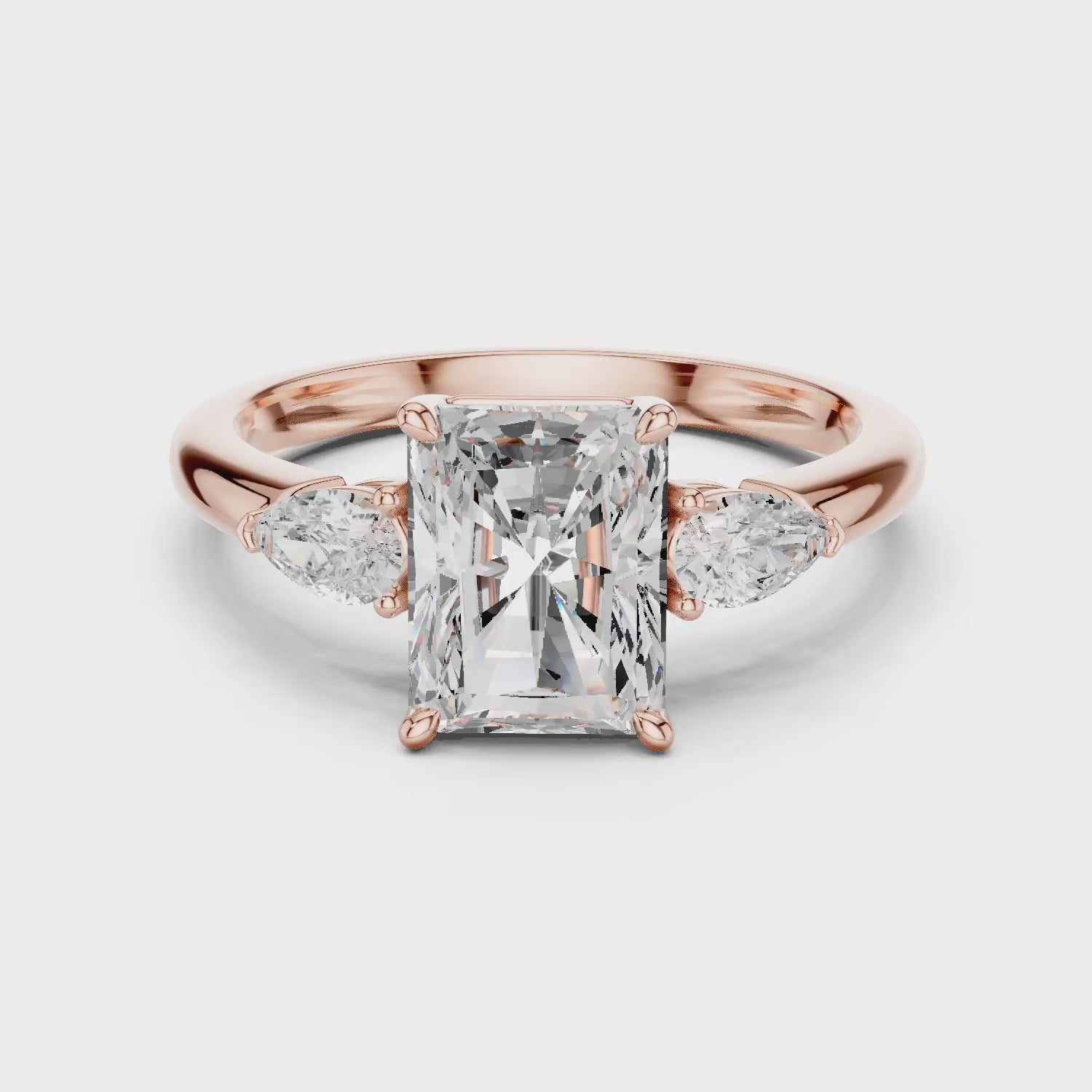 Radiant Cut Diamond Three-Stone Engagement Ring
