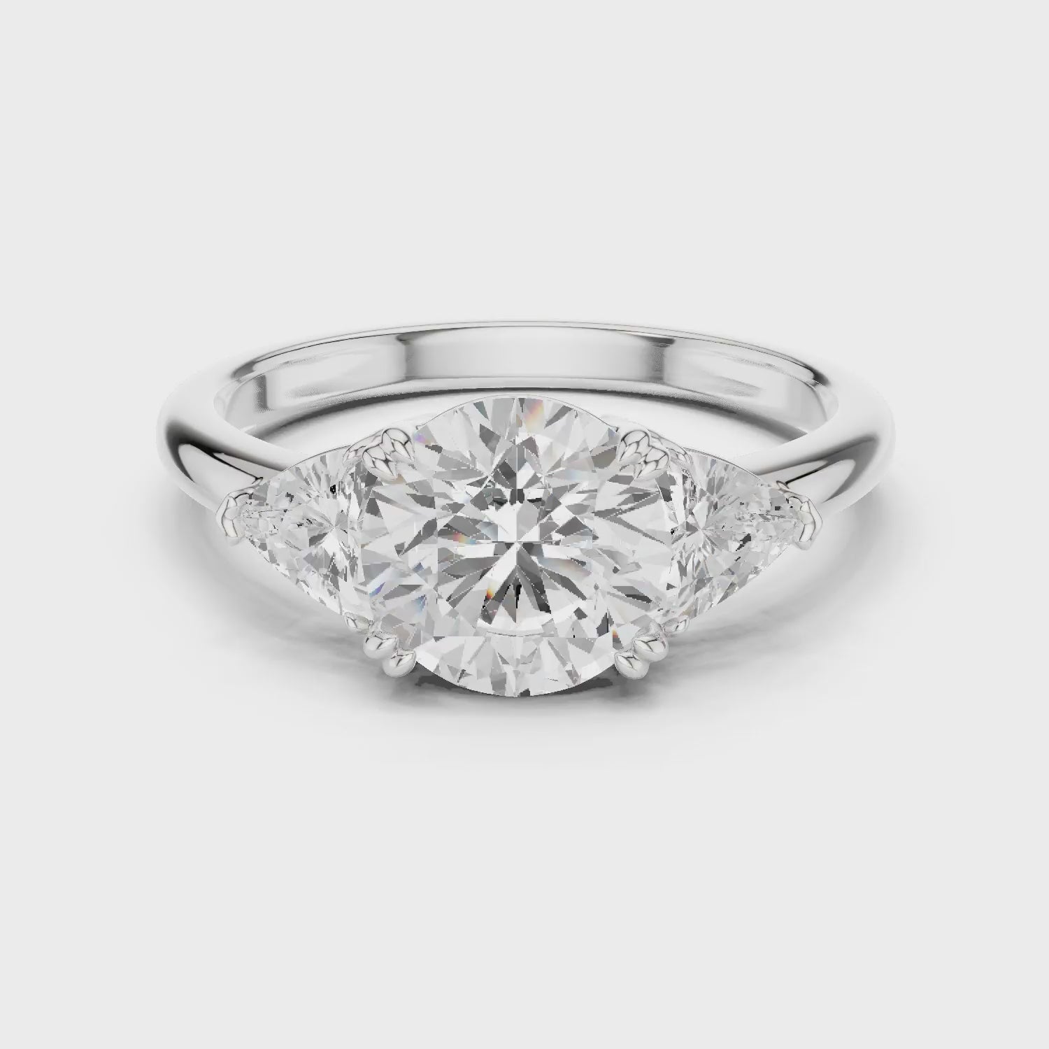 Round Cut Diamond Three Stone Engagement Ring