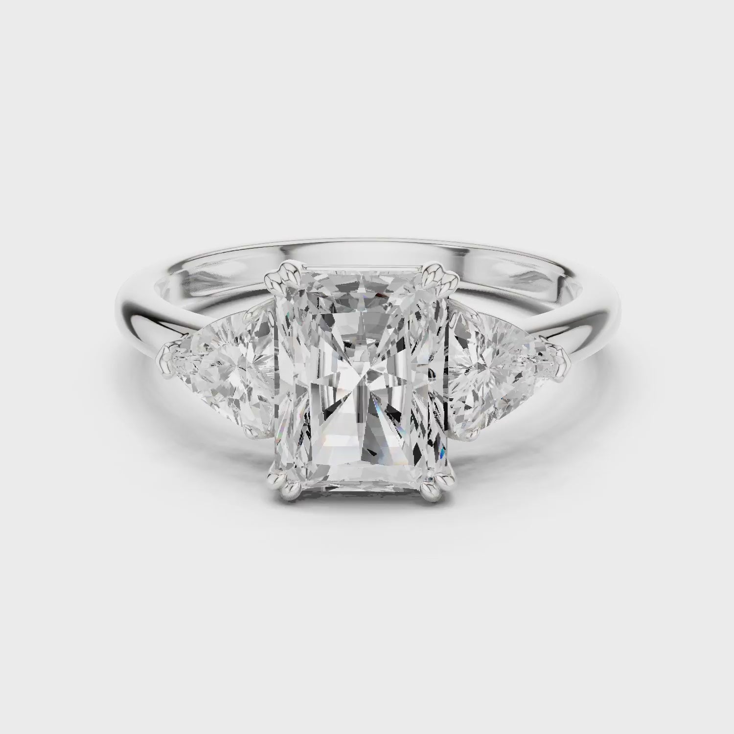 Radiant Cut Diamond Three Stone Engagement Ring