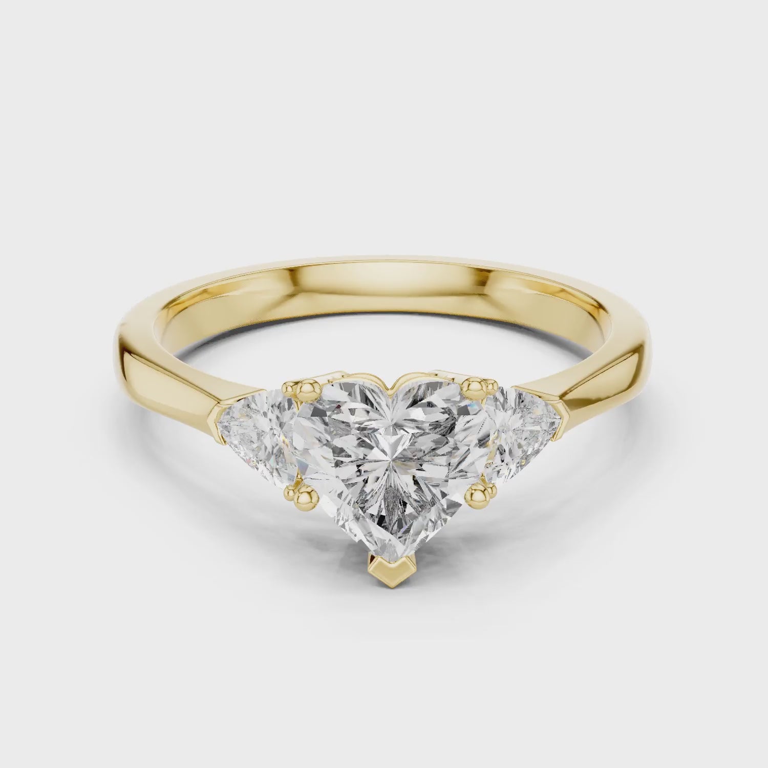 Heart Diamond Three Stone Engagement Ring