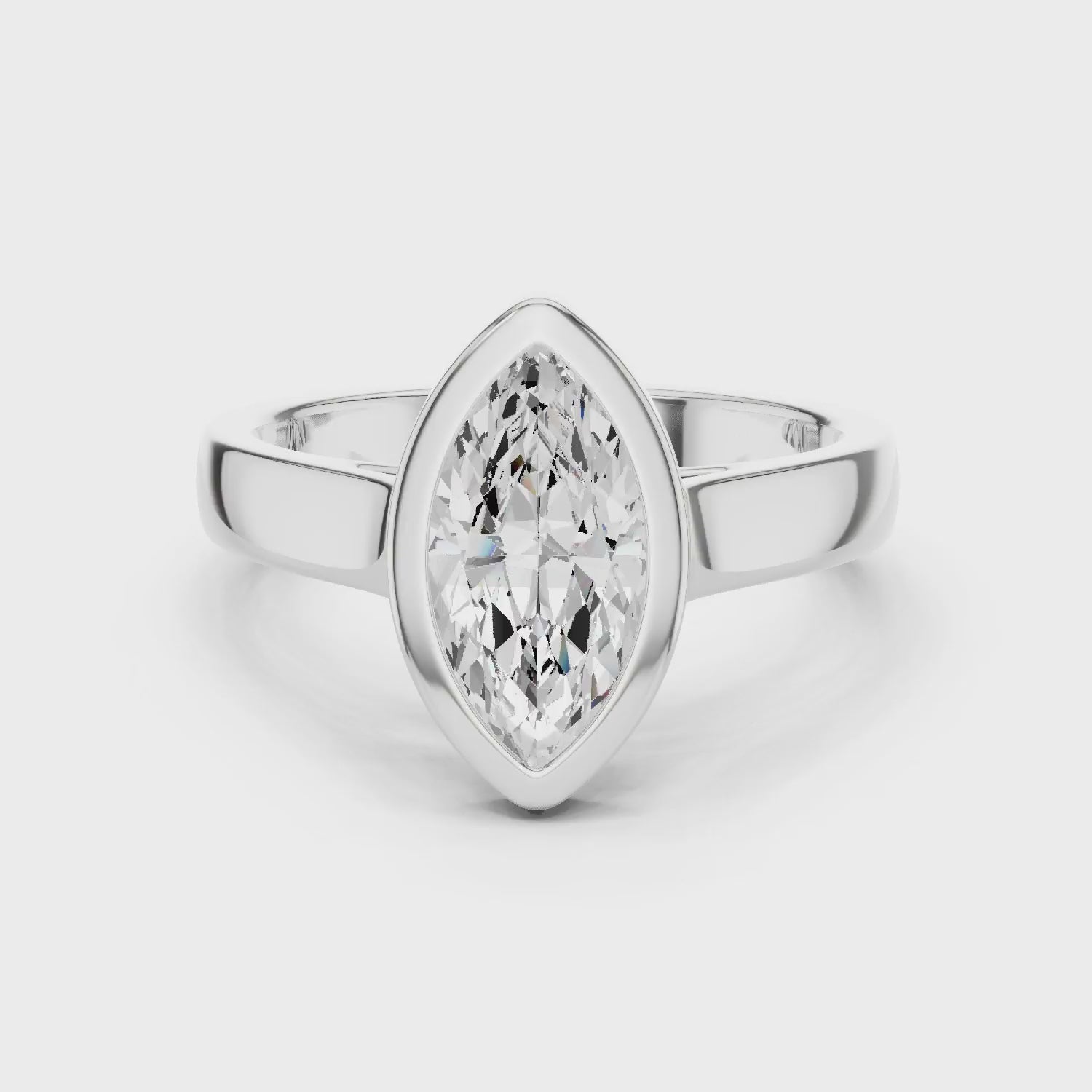 Marquise Cut Diamond Bezel Solitaire Engagement Ring