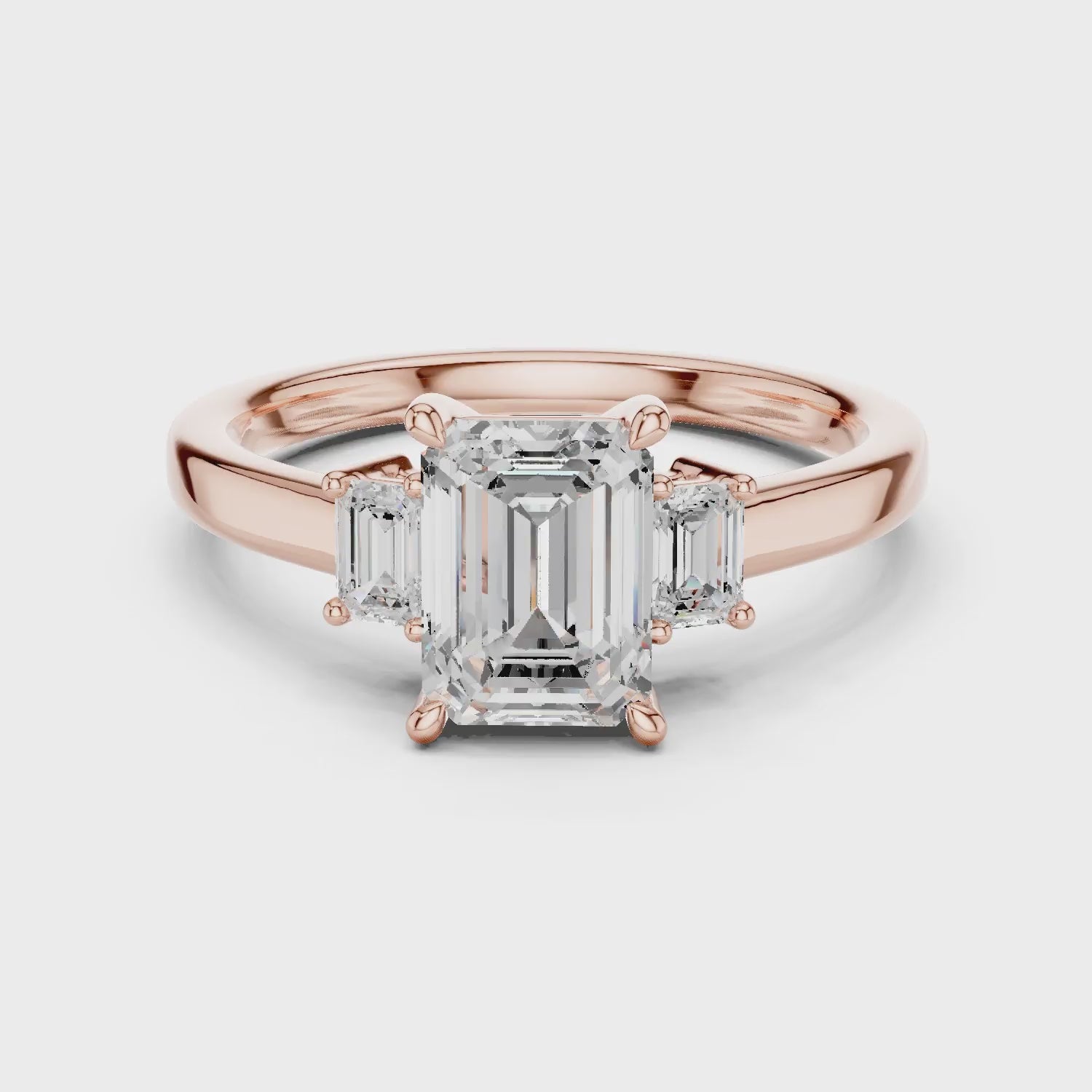Emerald Cut Diamond Three-Stone Engagement Ring