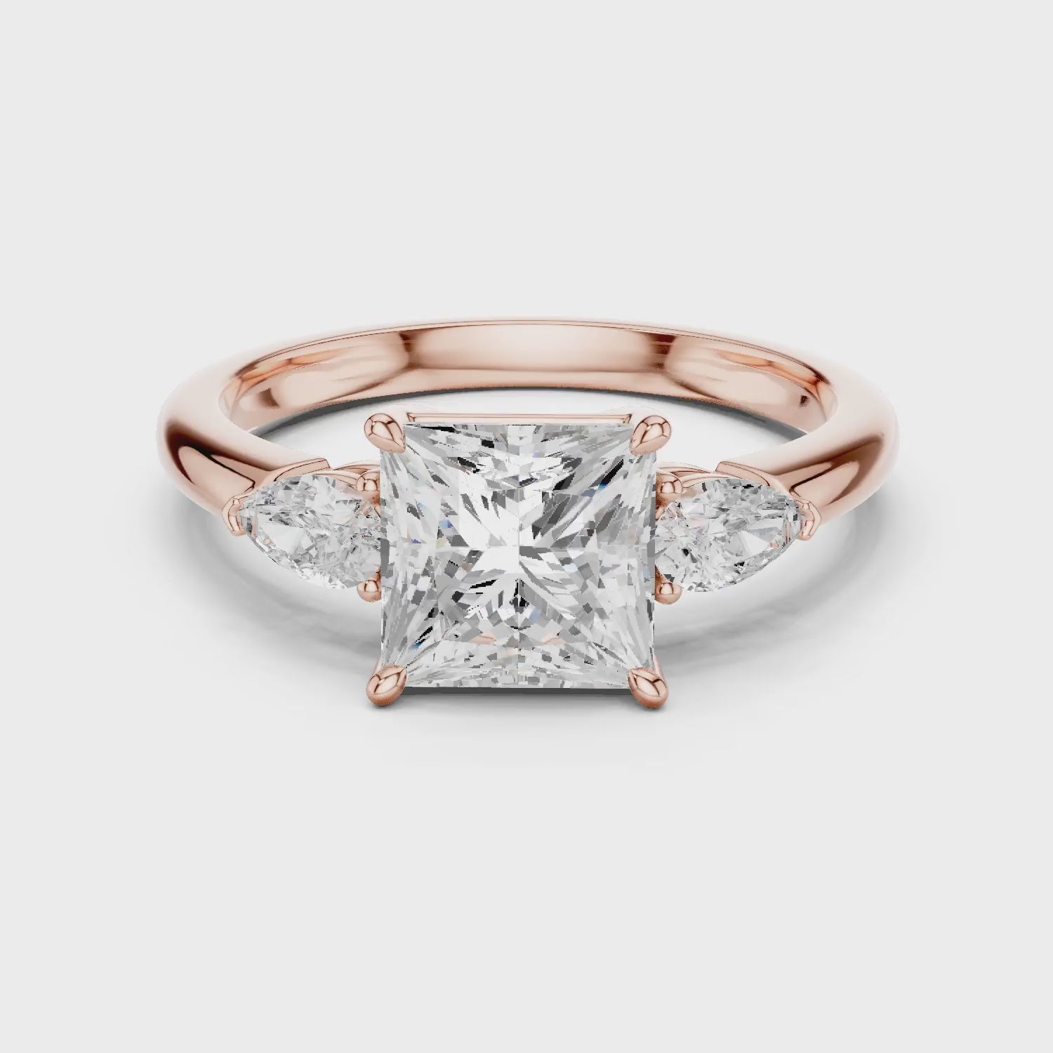 Princess Cut Diamond Three-Stone Engagement Ring