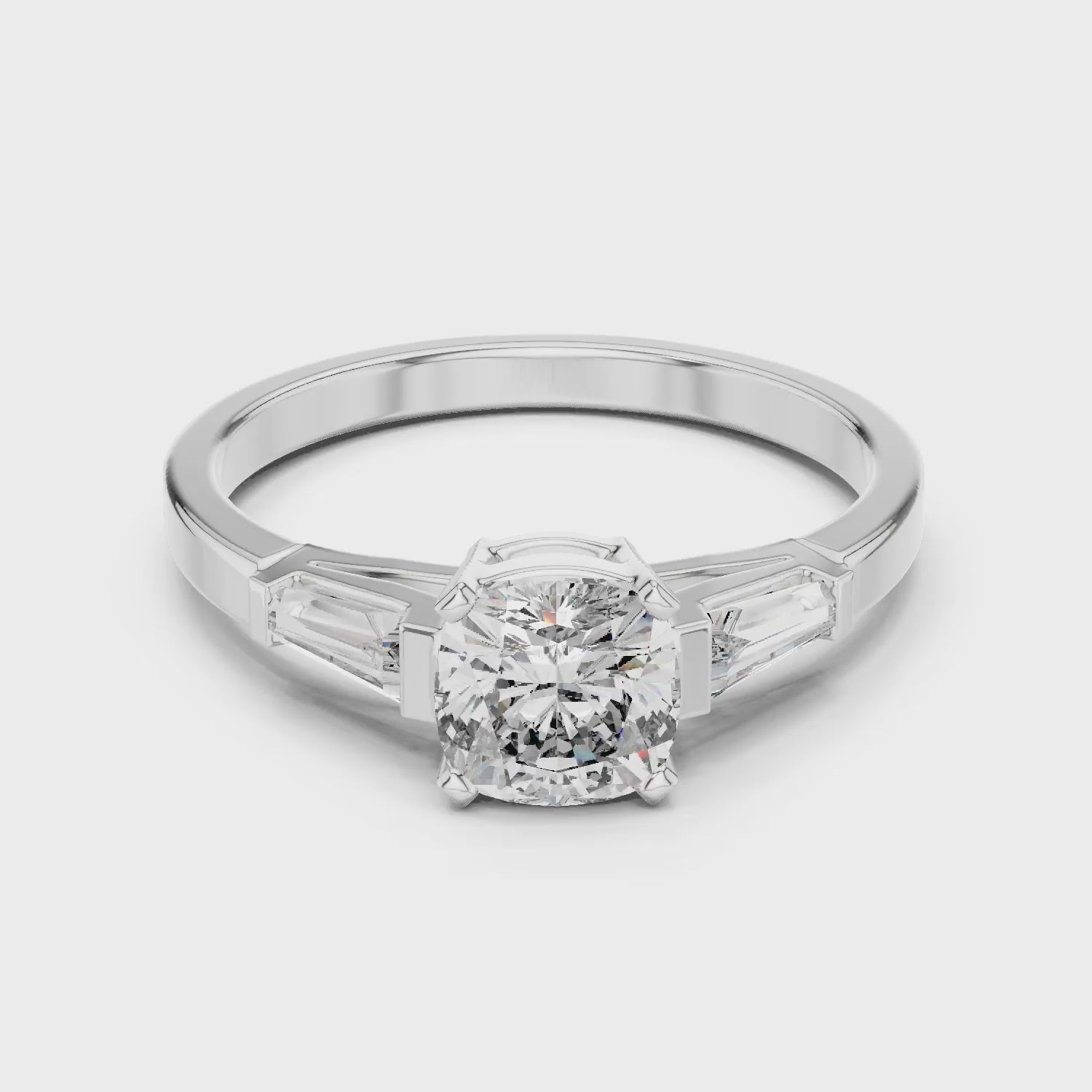 Three Stone Cushion Diamond Ring